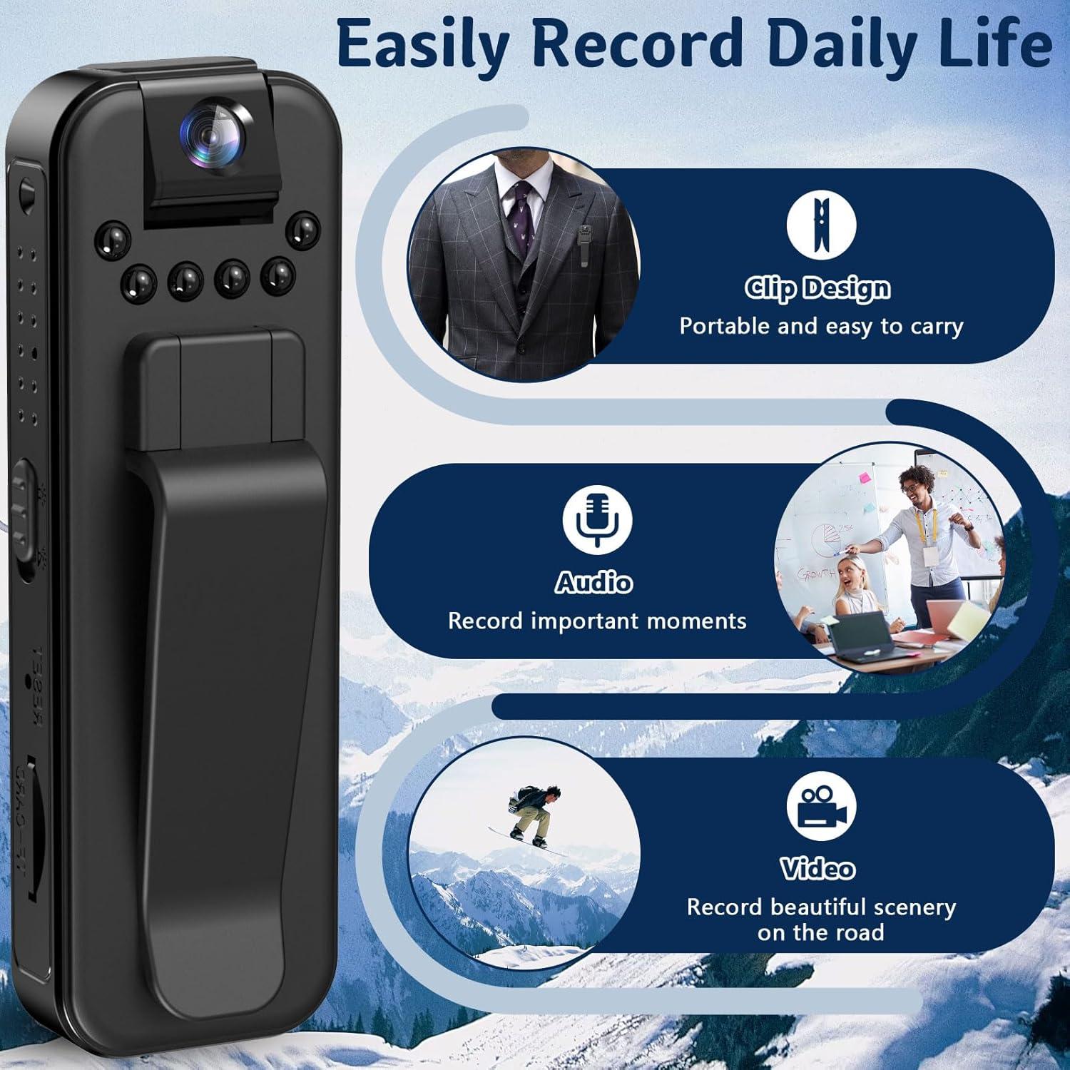 Mini Cámara Corporal 1080P HD con Visión Nocturna y 32GB