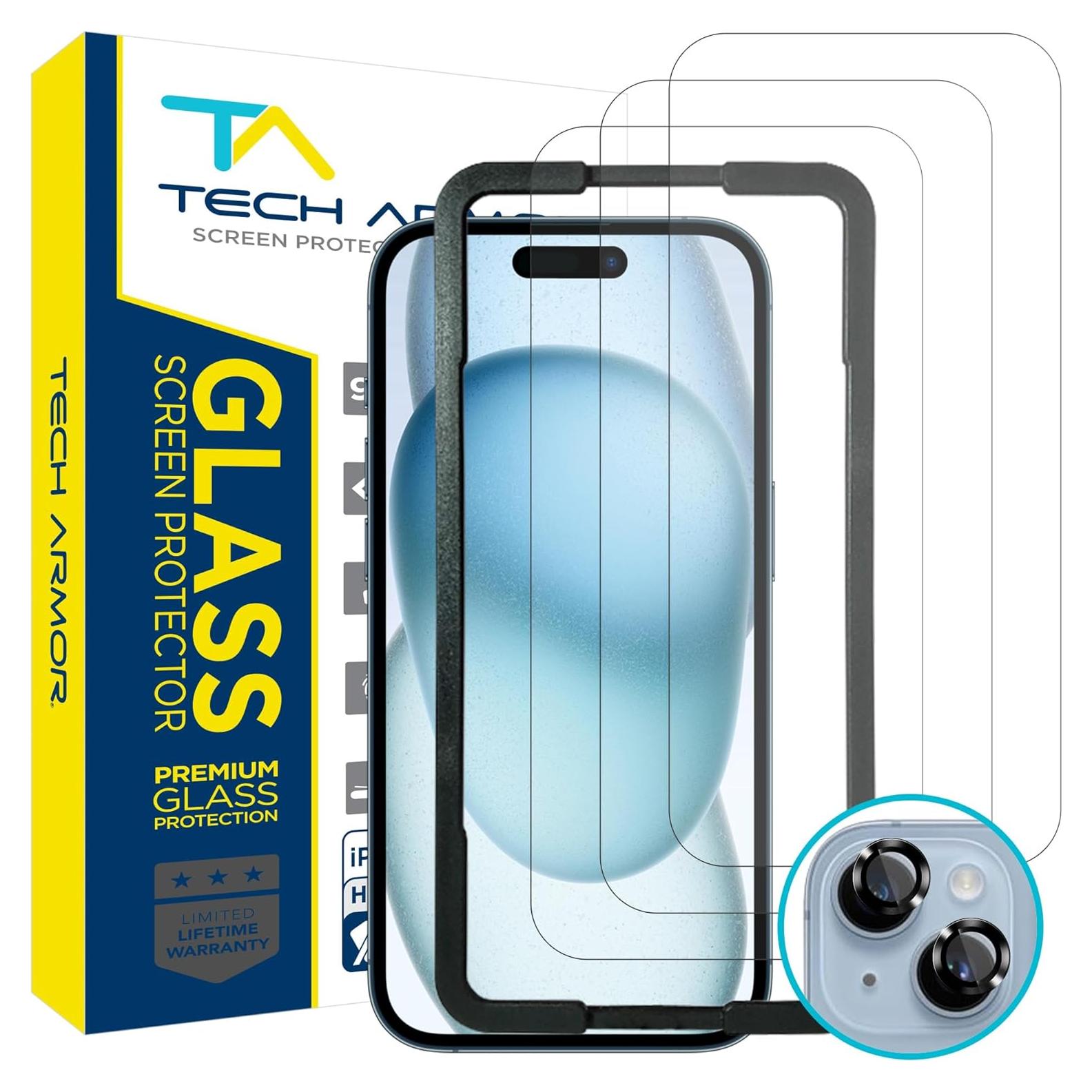 Paquete de 3 Protectores de Pantalla Tech Armor iPhone 15 Plus