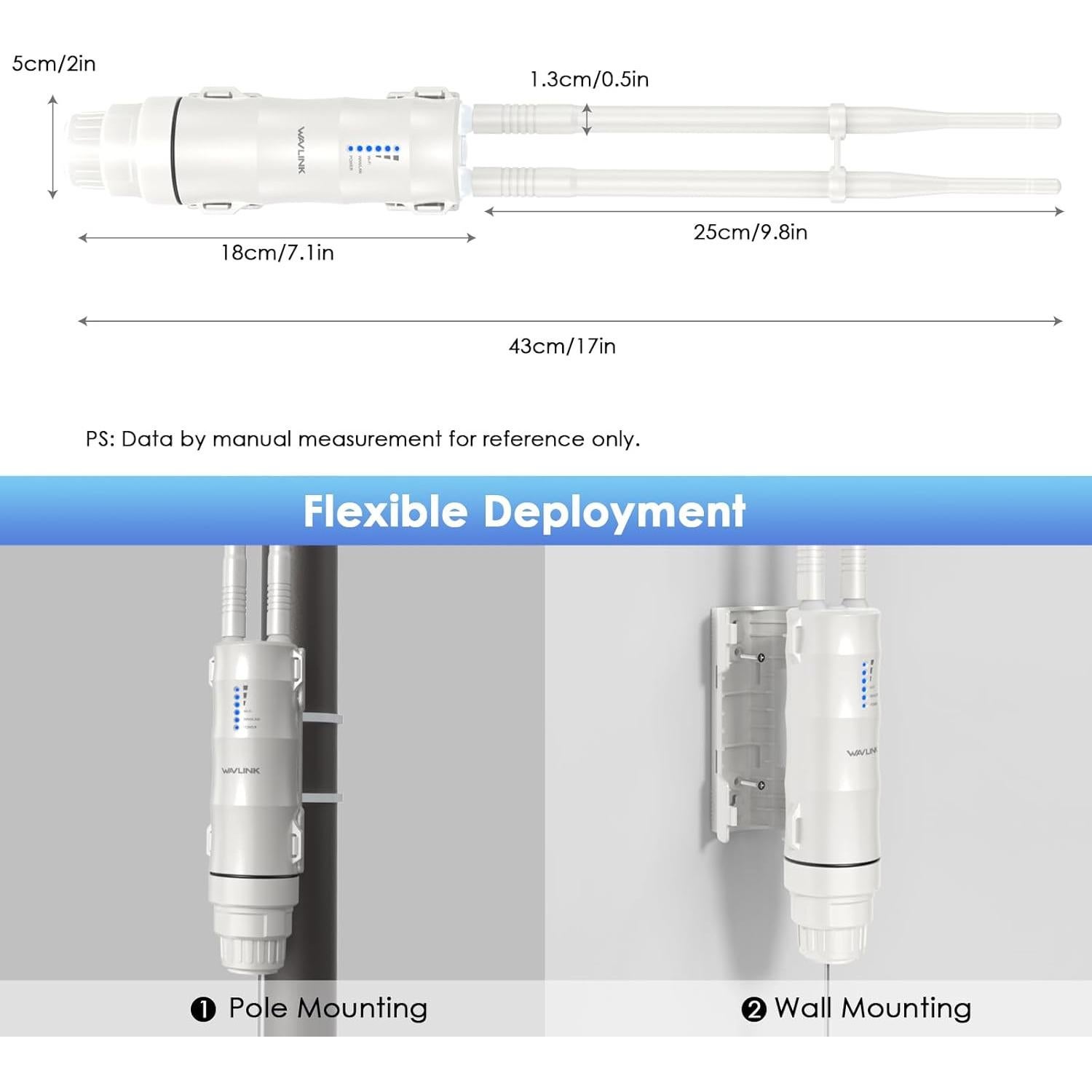 Extensor WiFi Exterior WAVLINK AC600 Doble Banda IP67