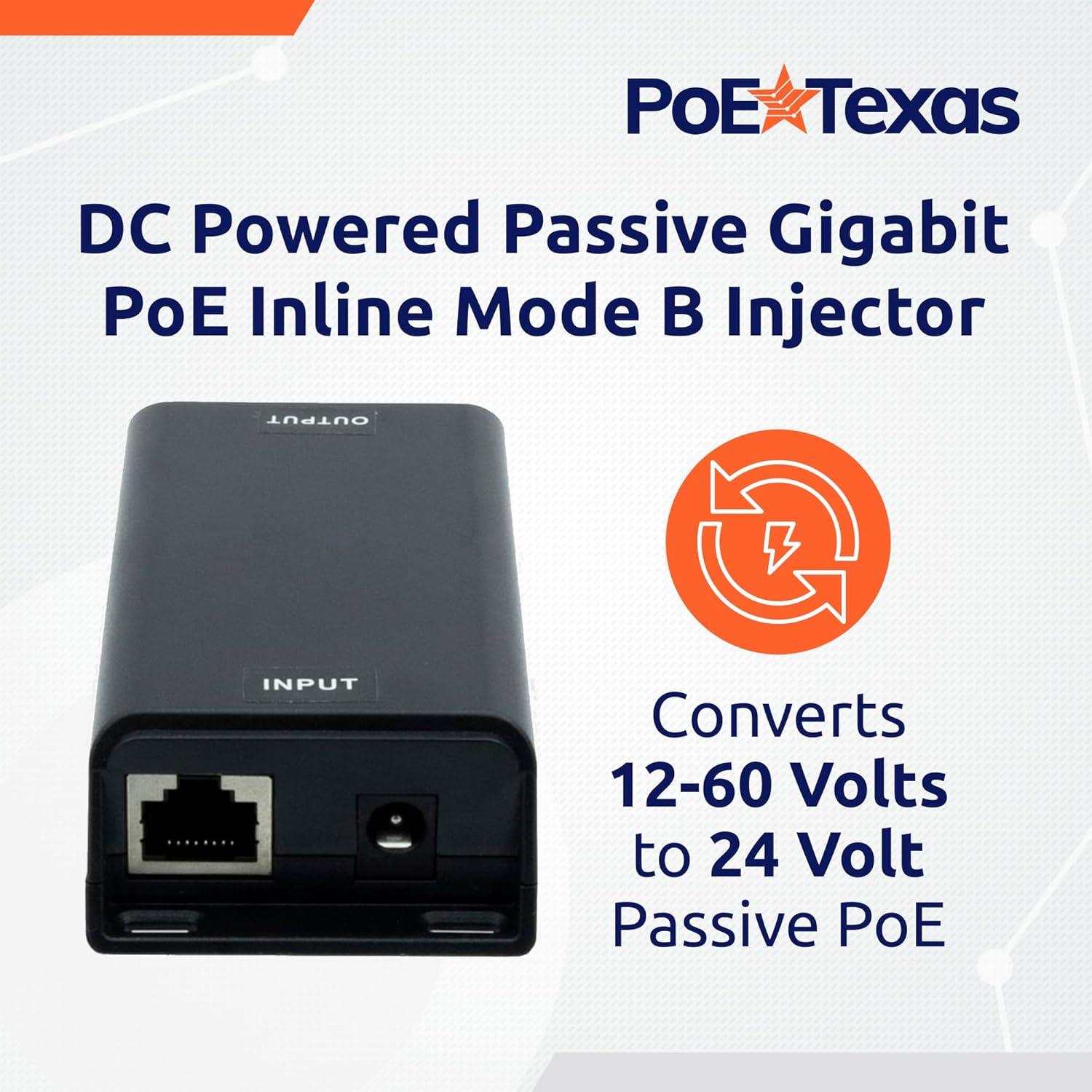 Inyector PoE Pasivo 24V PoE Texas 30W para Solar
