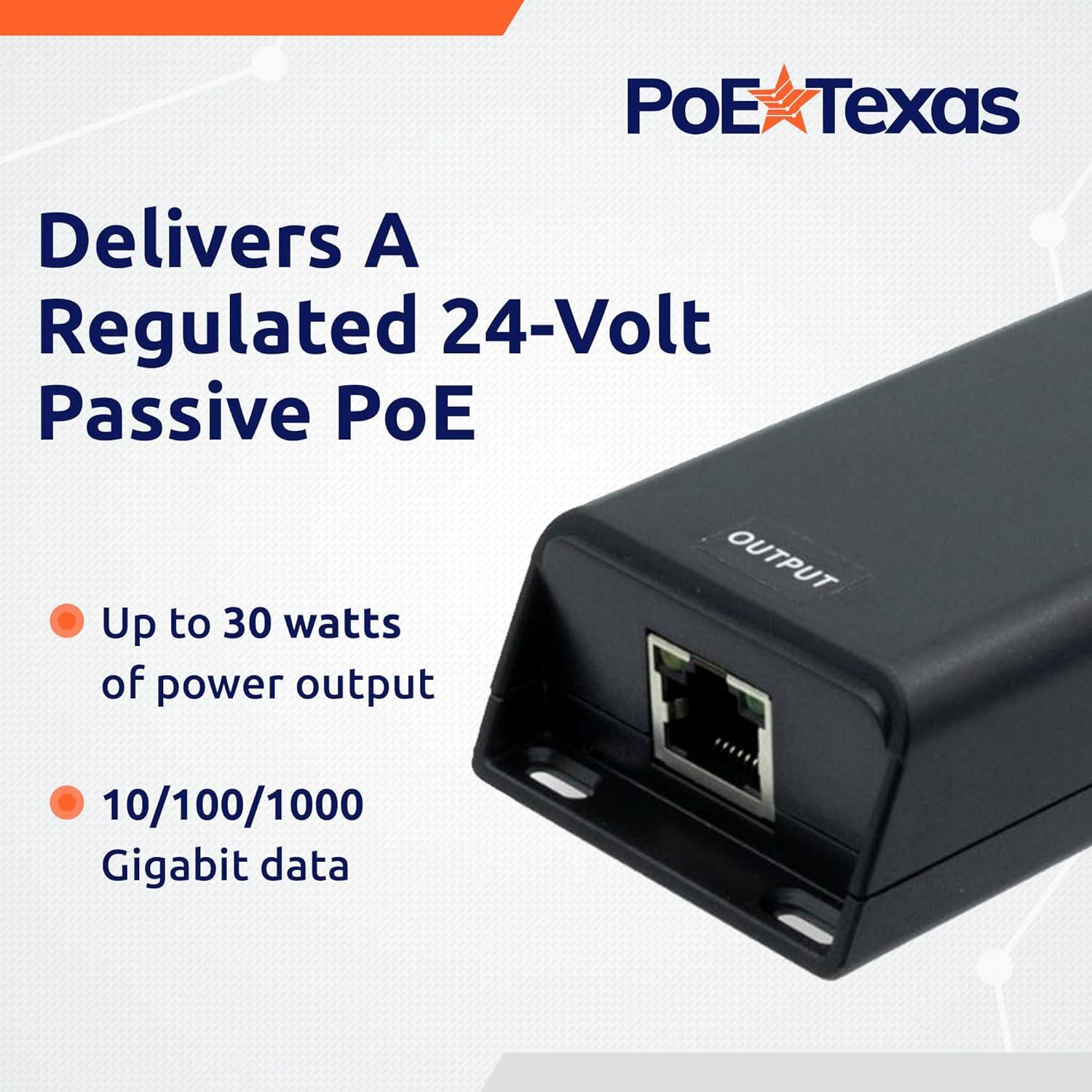 Inyector PoE Pasivo 24V PoE Texas 30W para Solar