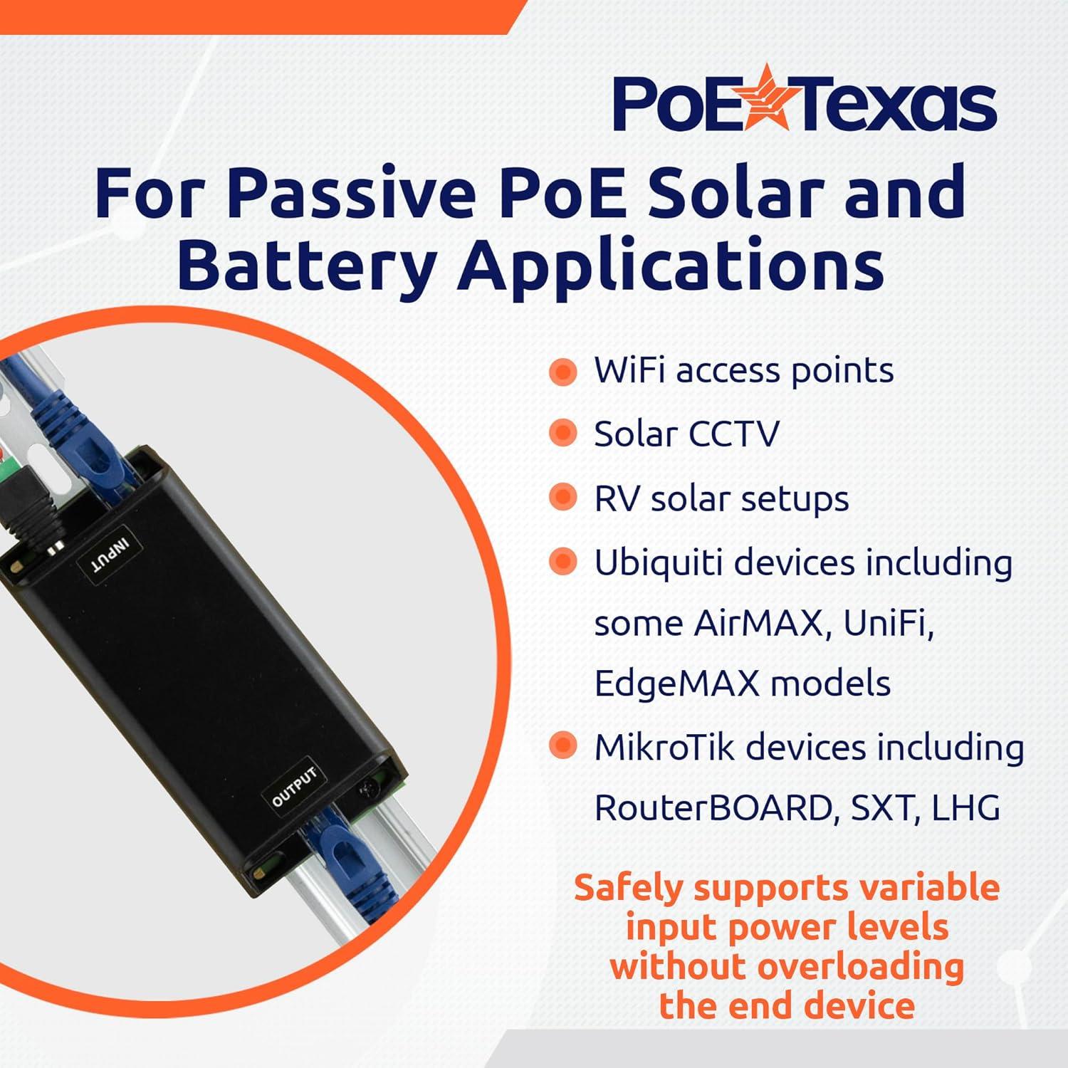 Inyector PoE Pasivo 24V PoE Texas 30W para Solar