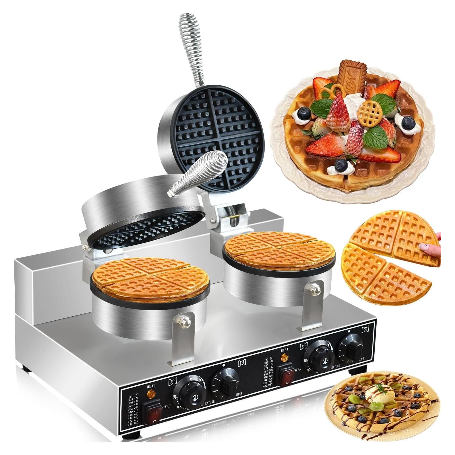 Máquina de Waffles Doble Comercial AEYDJXMER 2600W Acero Inoxidable