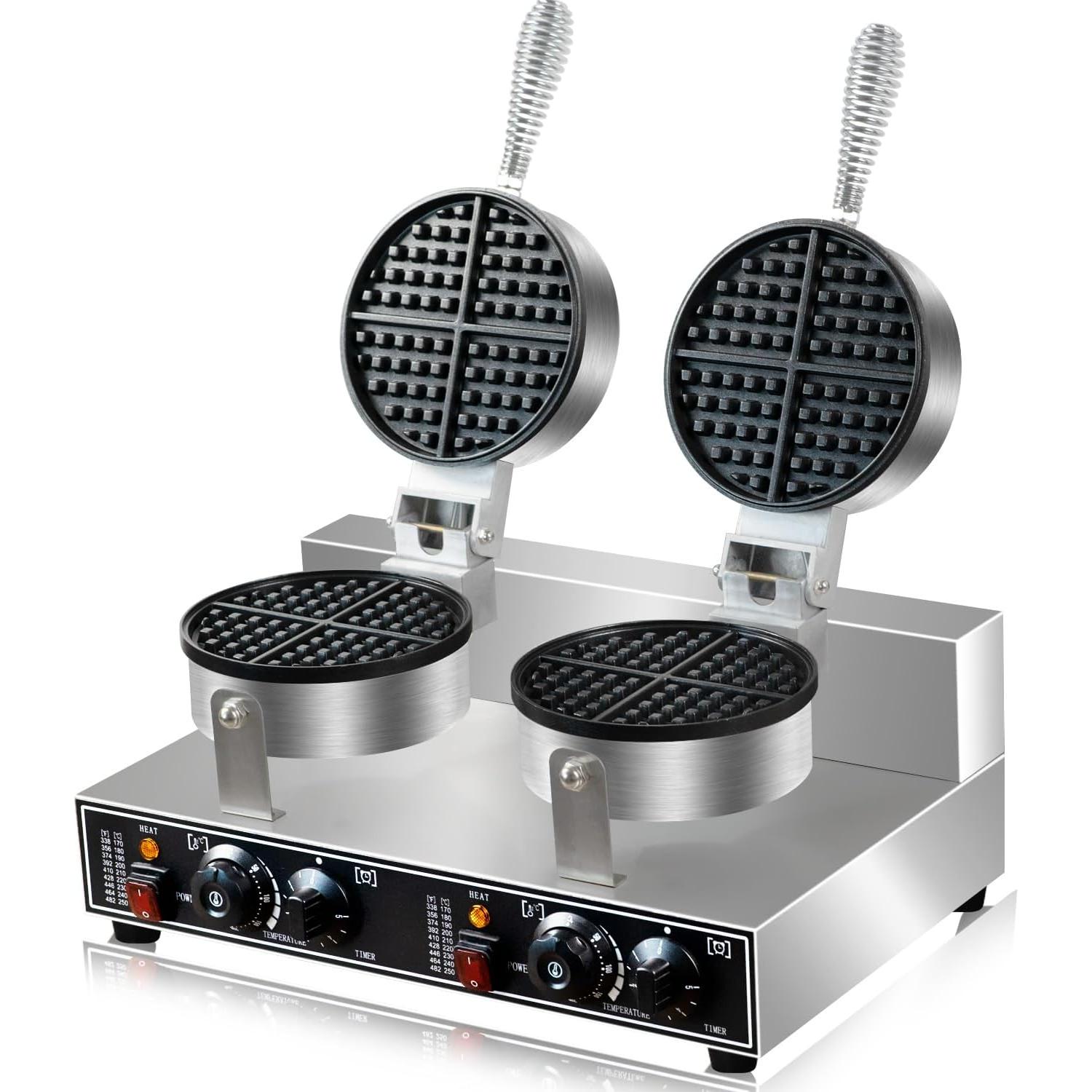 Máquina de Waffles Doble Comercial AEYDJXMER 2600W Acero Inoxidable