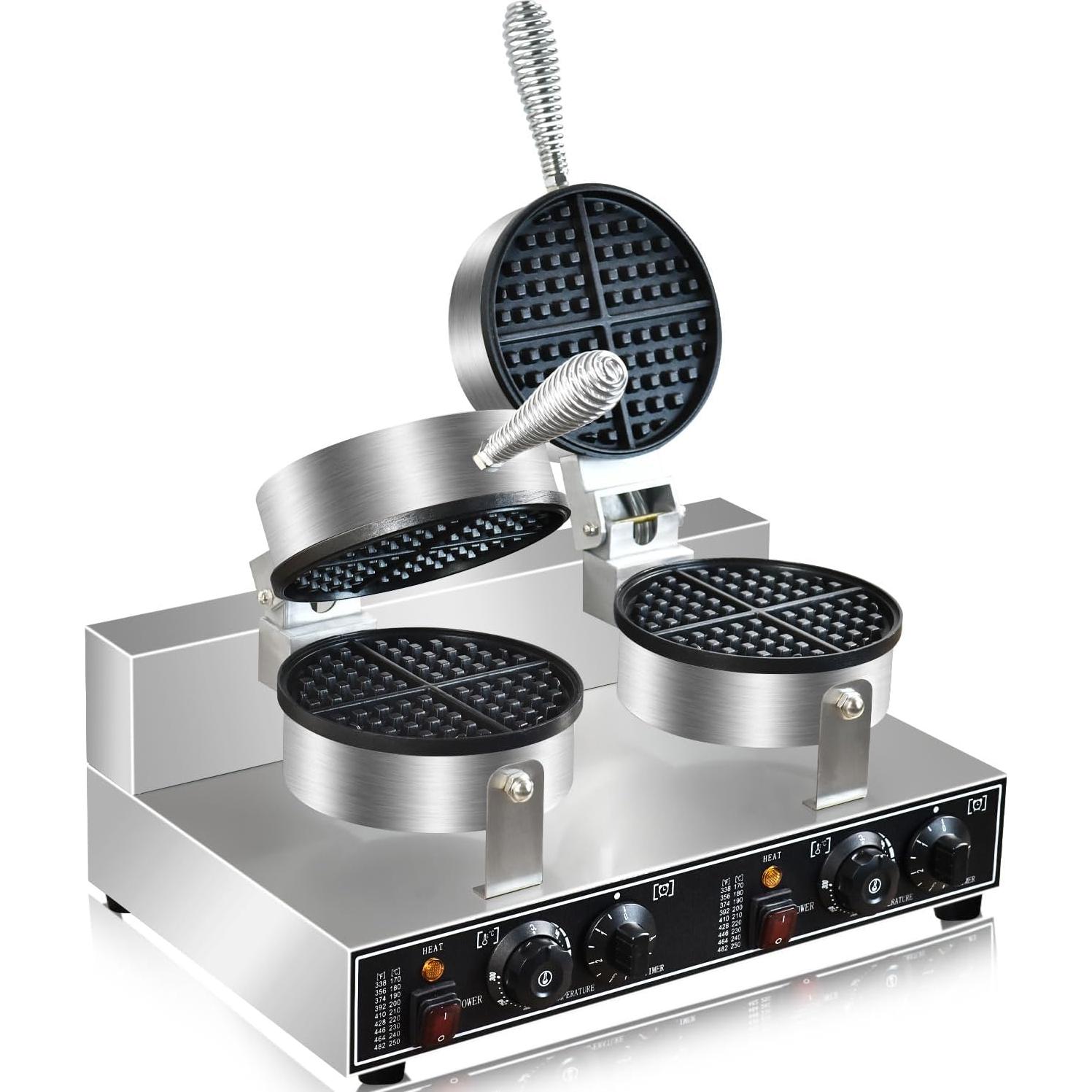 Máquina de Waffles Doble Comercial AEYDJXMER 2600W Acero Inoxidable