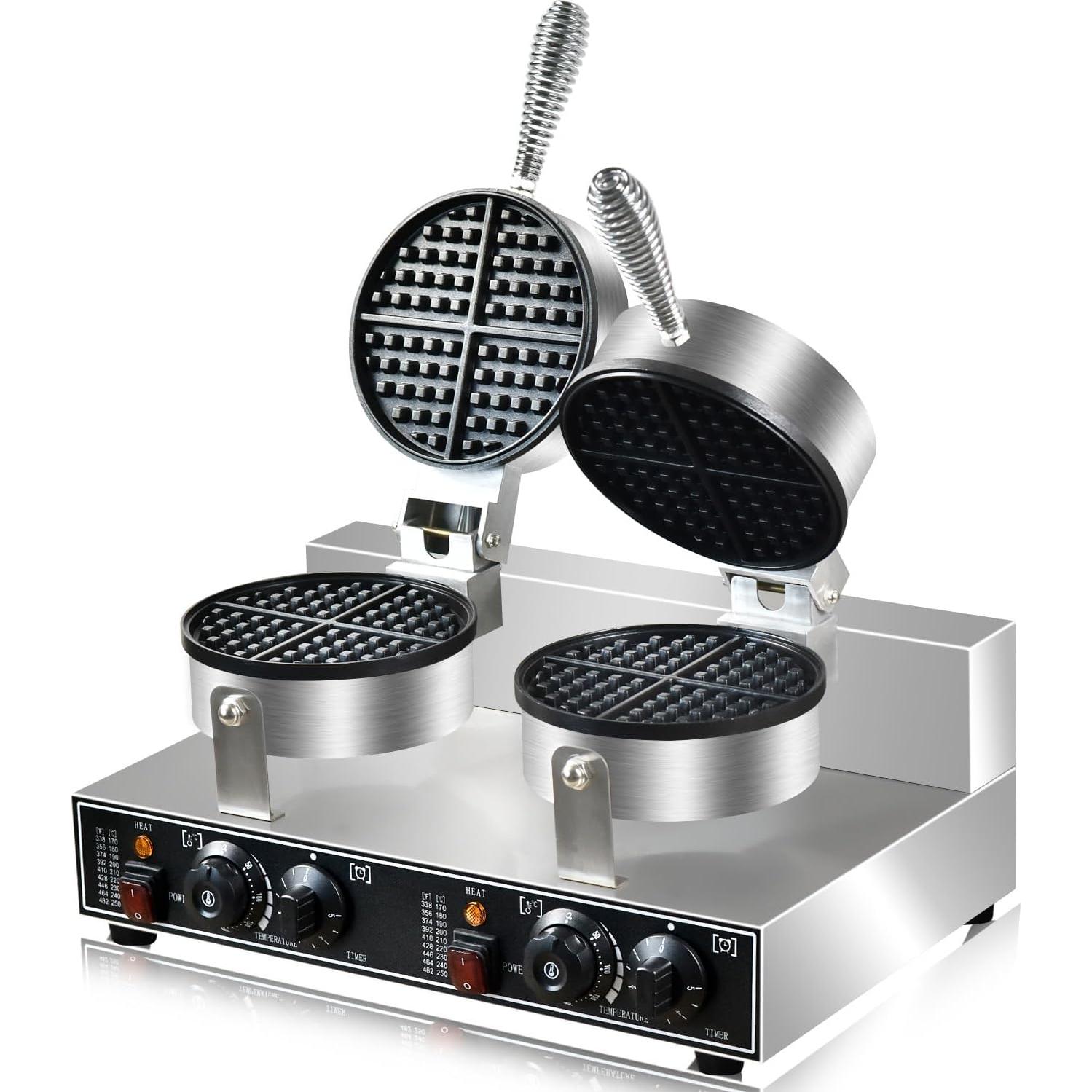 Máquina de Waffles Doble Comercial AEYDJXMER 2600W Acero Inoxidable