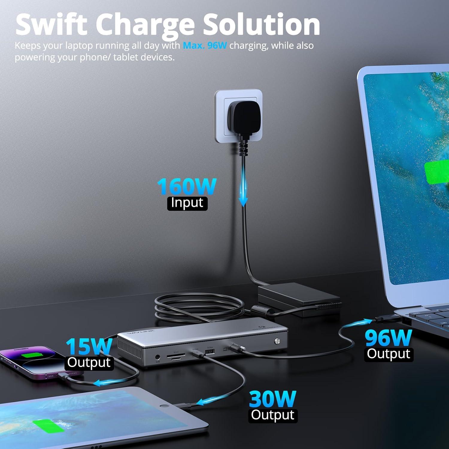 Dock Thunderbolt 4 WAVLINK 13-en-1 Doble HDMI 4K 60Hz