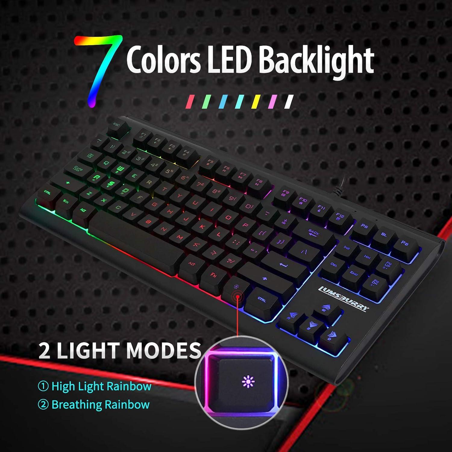 Teclado Gaming Lumsburry Retroiluminado LED 87 Teclas USB