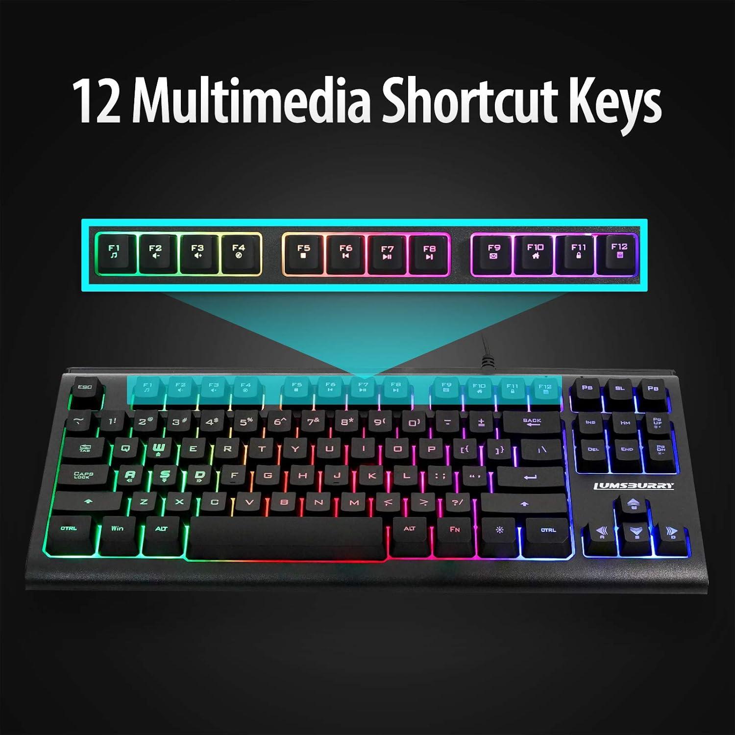 Teclado Gaming Lumsburry Retroiluminado LED 87 Teclas USB