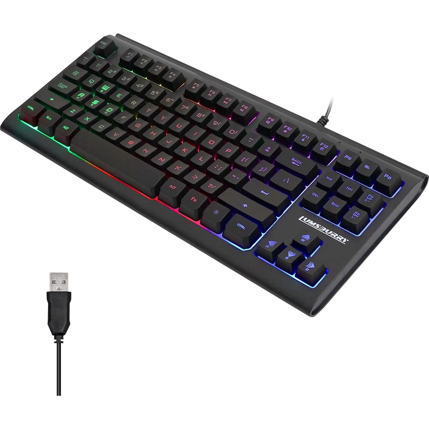 Teclado Gaming Lumsburry Retroiluminado LED 87 Teclas USB