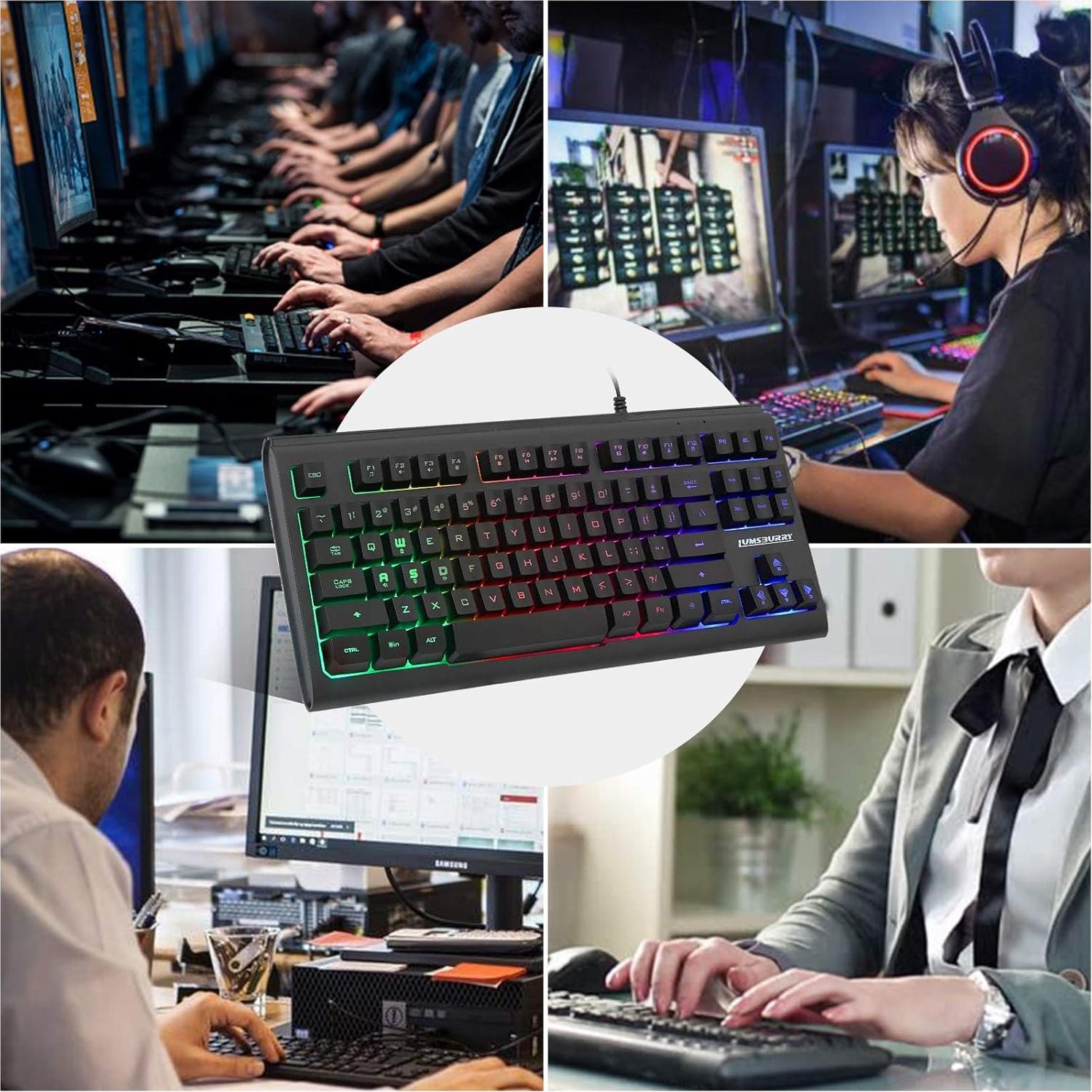 Teclado Gaming Lumsburry Retroiluminado LED 87 Teclas USB