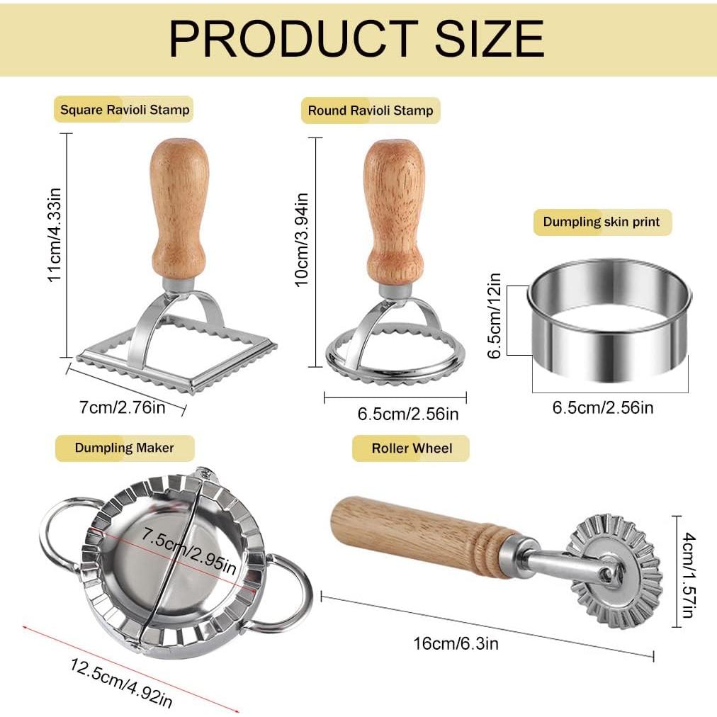 Juego de Cortadores de Ravioli DI QIU REN 5 Discos Plata