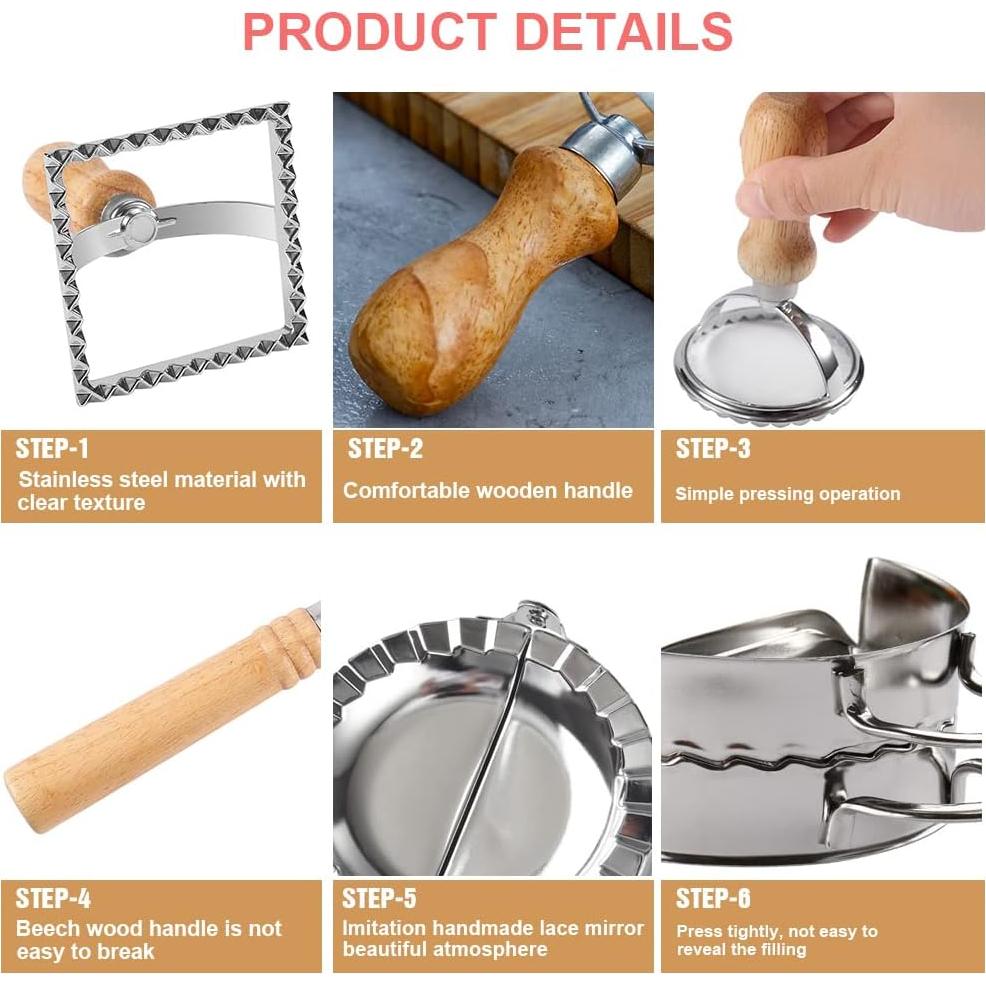 Juego de Cortadores de Ravioli DI QIU REN 5 Discos Plata