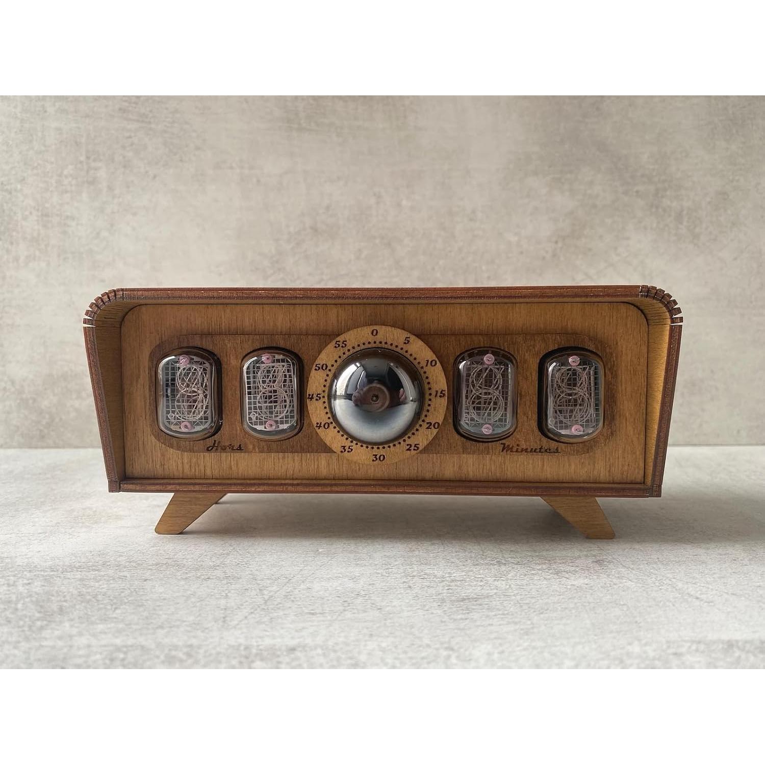 Reloj de mesa Nixie IN-12 hecho a mano - Vintage - Madera