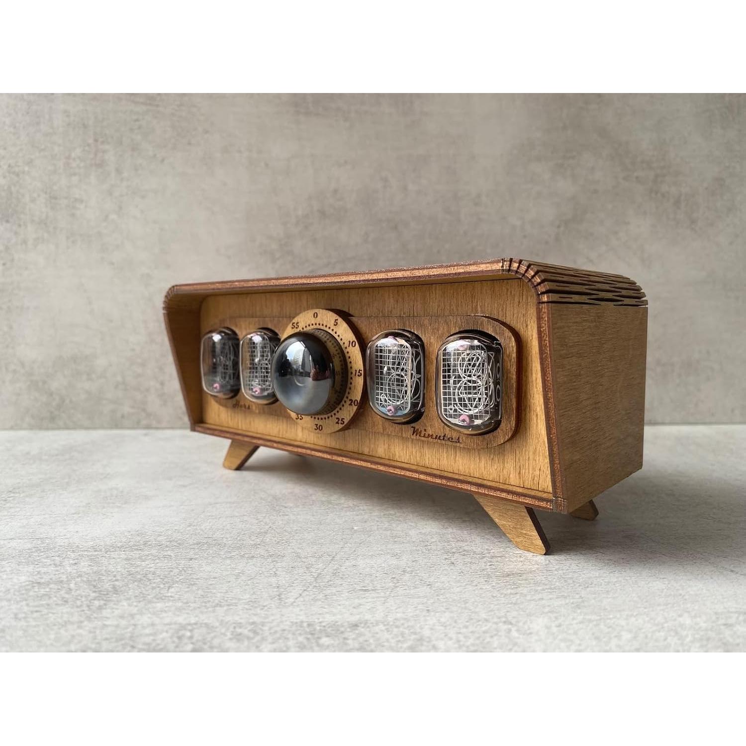 Reloj de mesa Nixie IN-12 hecho a mano - Vintage - Madera