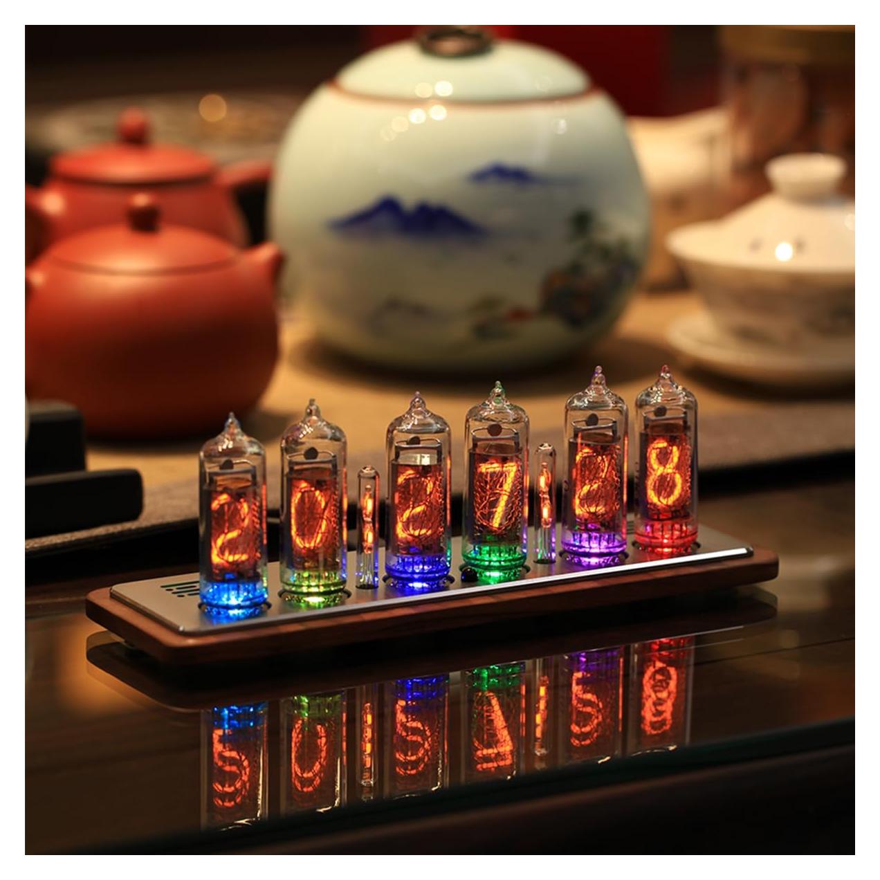 Nixie Clocks,True IN-14 Nixie Tube Clock,Four Language Voice Timing,Multiple Background Light Effects,Web Page Configuration,Remote Control,Professional Safety Packaging