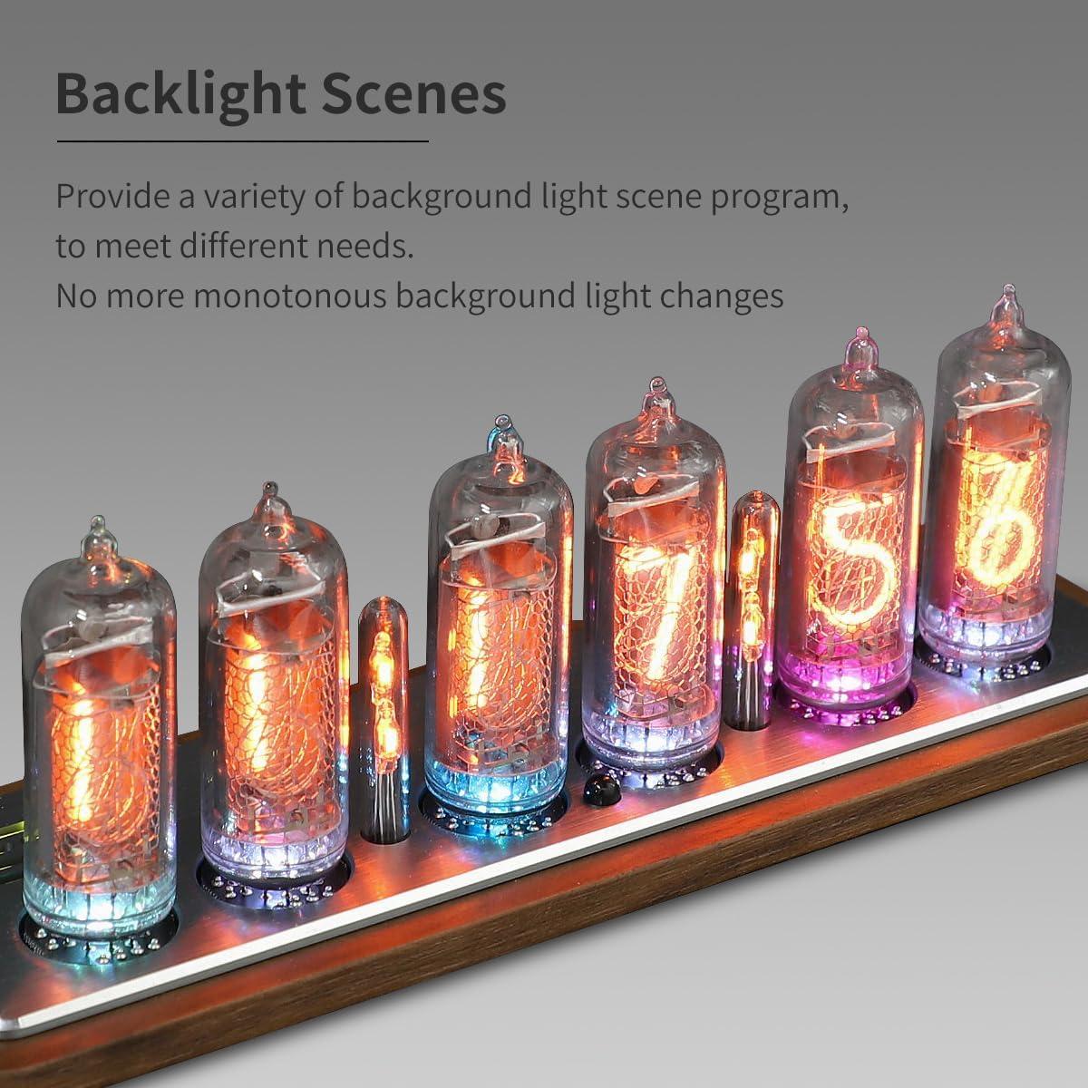 Nixie Clocks,True IN-14 Nixie Tube Clock,Four Language Voice Timing,Multiple Background Light Effects,Web Page Configuration,Remote Control,Professional Safety Packaging