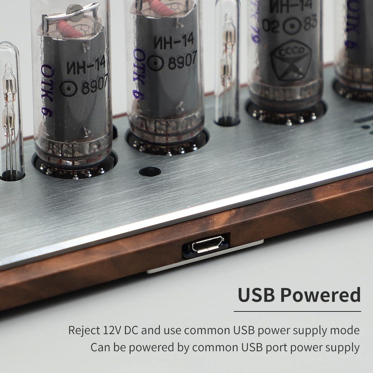 Nixie Clocks,True IN-14 Nixie Tube Clock,Four Language Voice Timing,Multiple Background Light Effects,Web Page Configuration,Remote Control,Professional Safety Packaging