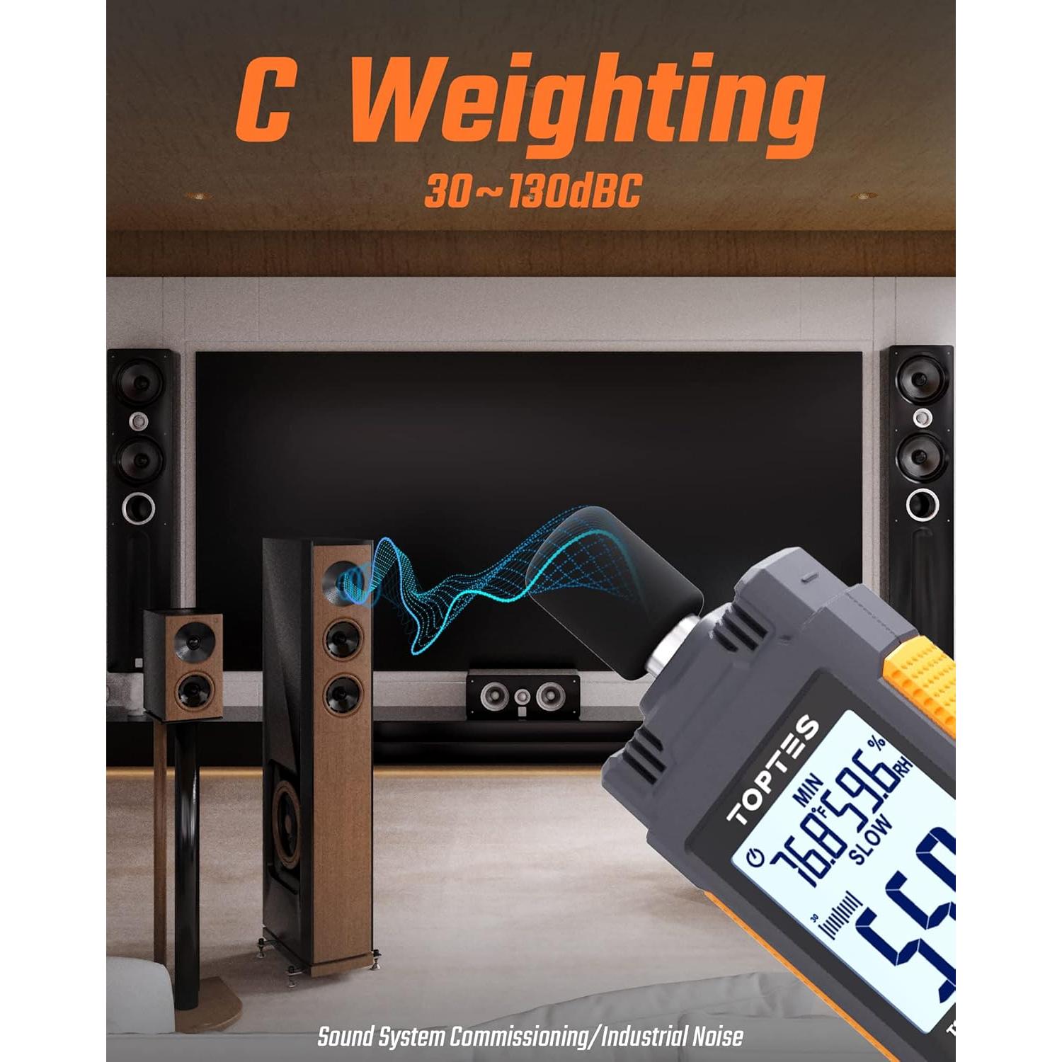 Medidor de Decibelios TopTes TS-501B LCD 30-130dB Naranja