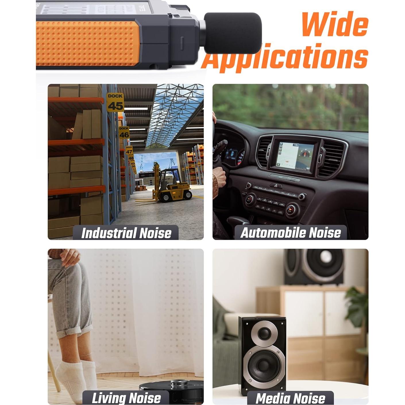 Medidor de Decibelios TopTes TS-501B LCD 30-130dB Naranja