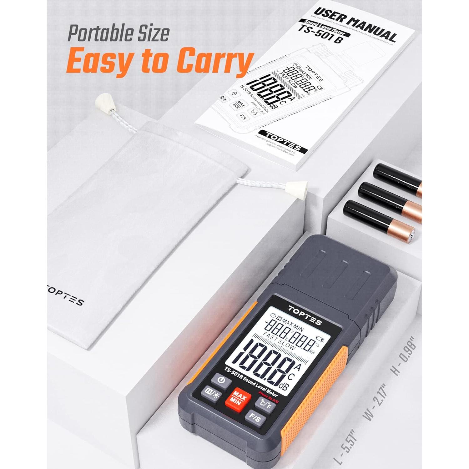 Medidor de Decibelios TopTes TS-501B LCD 30-130dB Naranja