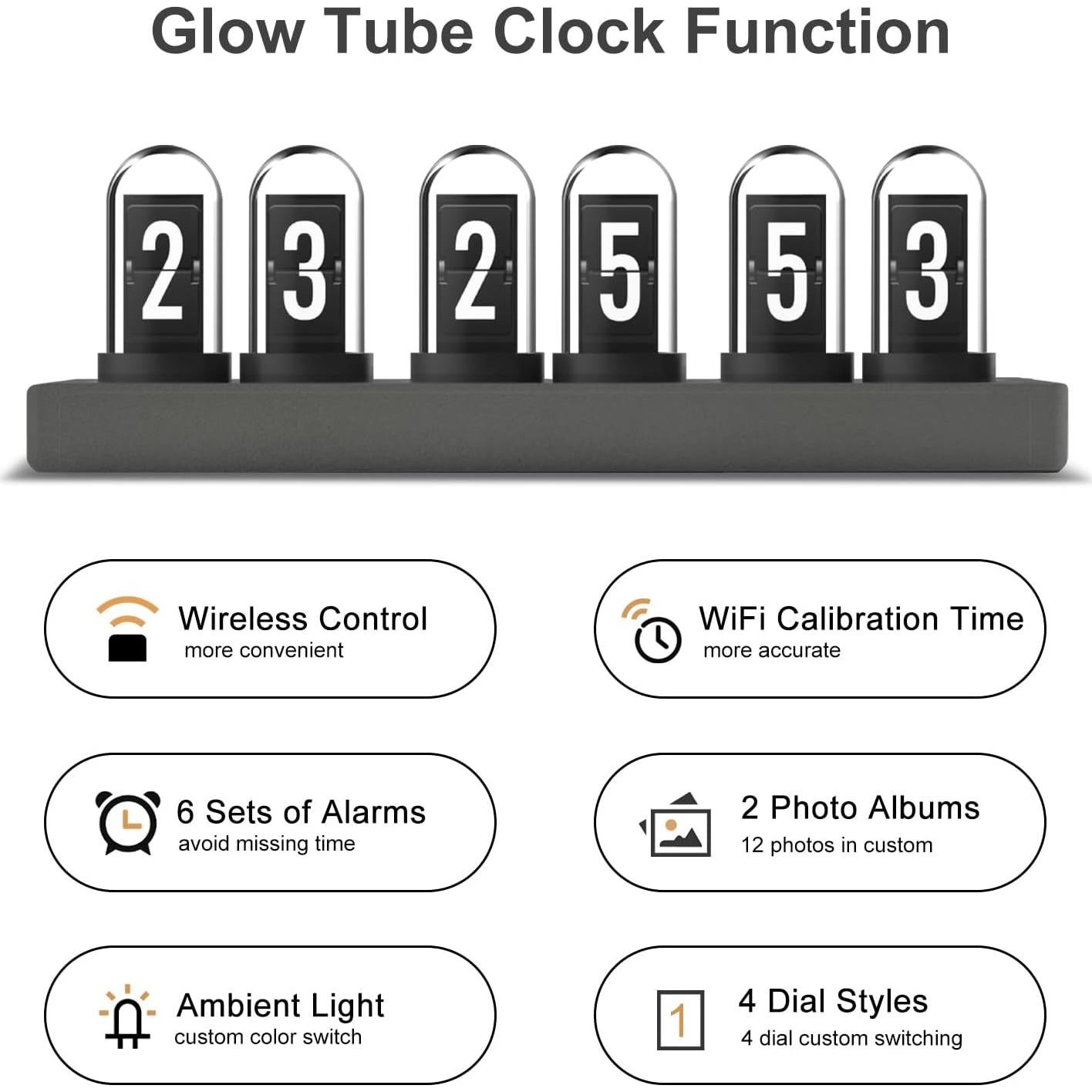 Reloj Digital Nixie JoFomp MINI IPS Gris Plateado 0.36 kg