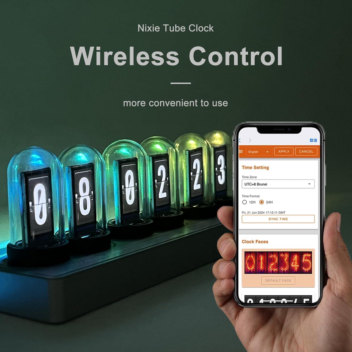 Reloj Digital Nixie JoFomp MINI IPS Gris Plateado 0.36 kg