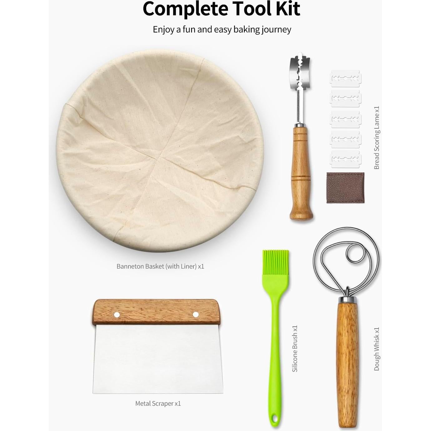 Cesta de Pan Banneton Komlyar 22.86 cm Kit 5 en 1