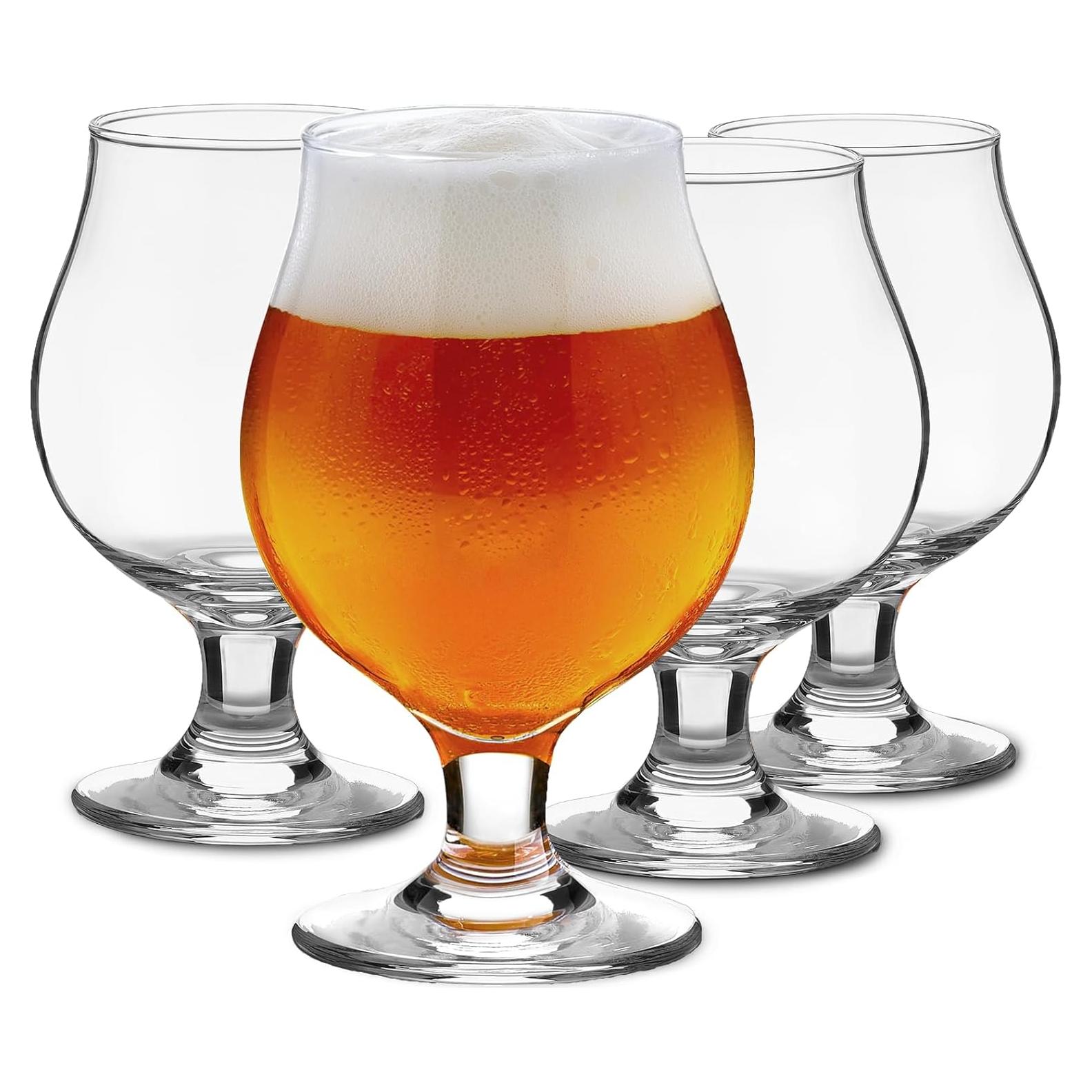 Juego de 4 Vasos de Cerveza Meolibour 480 ml Clásicos