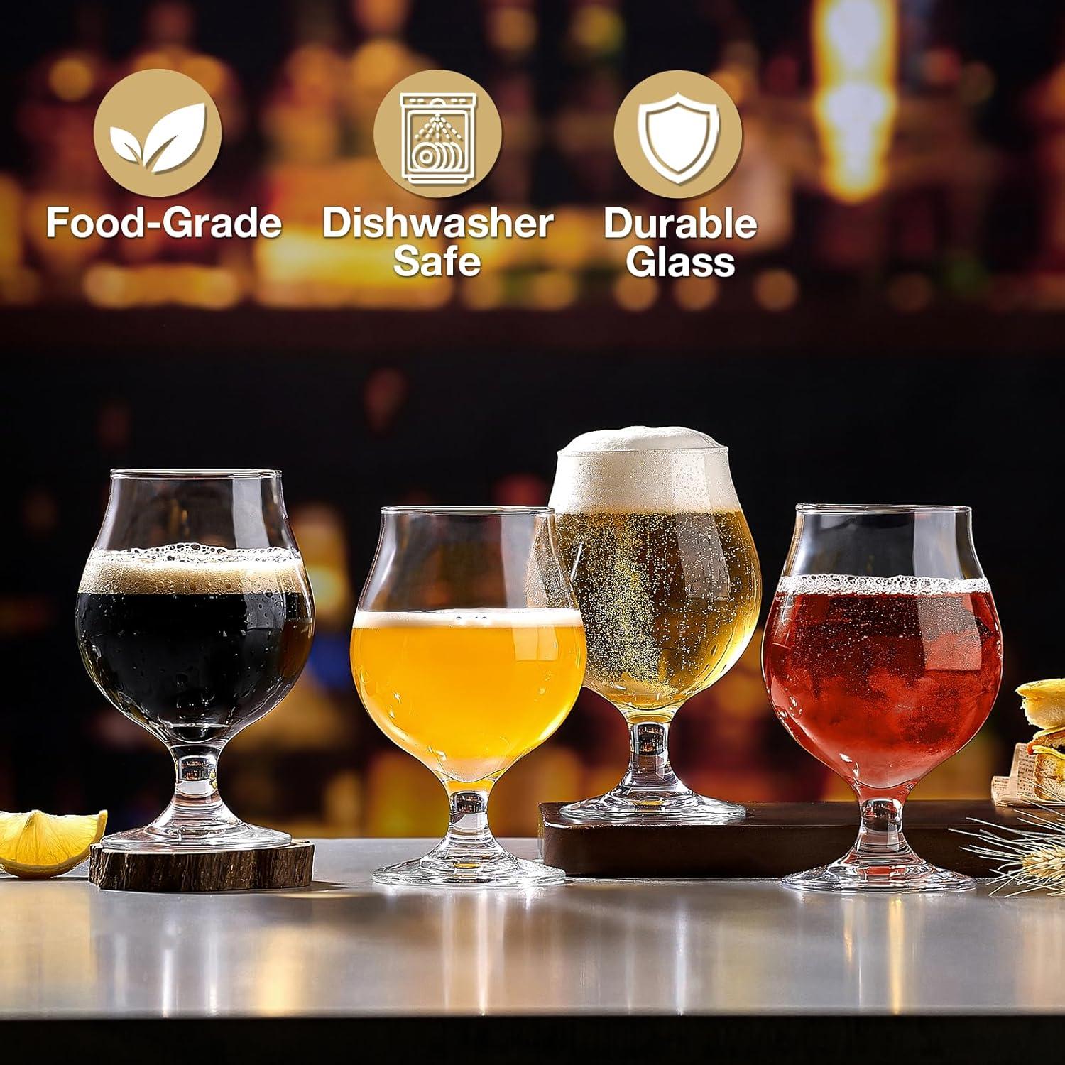 Juego de 4 Vasos de Cerveza Meolibour 480 ml Clásicos