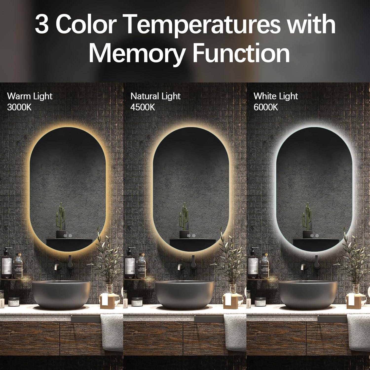 Espejo de Baño LED Ovalado Niccy 83,8x50,8 cm Impermeable