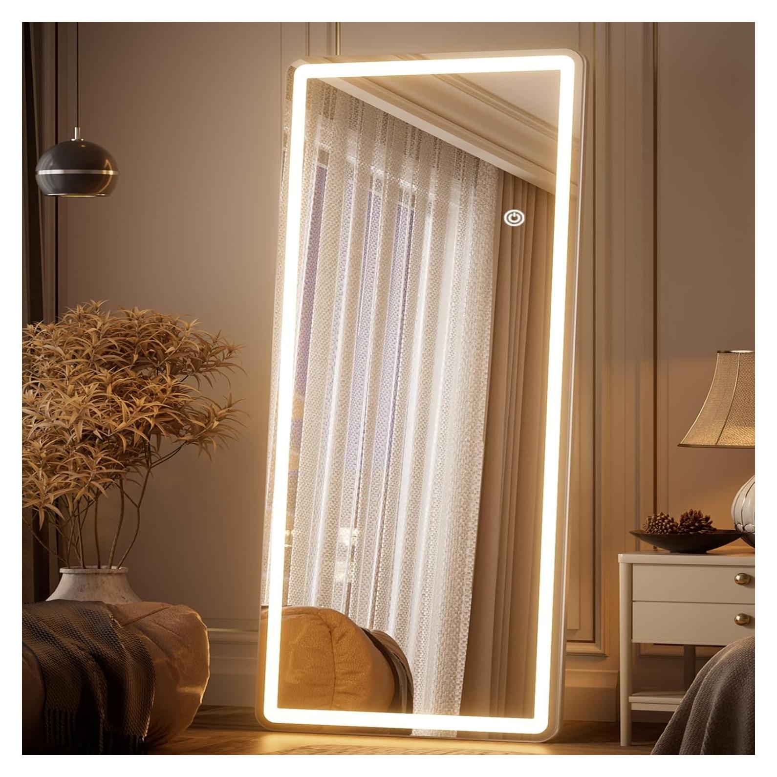 Espejo de Cuerpo Completo LED VETROVUE 180x66 cm Blanco