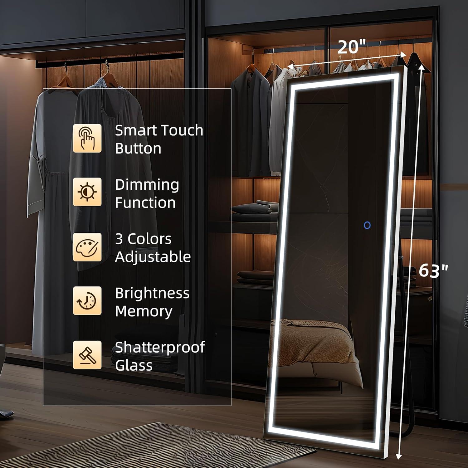 Espejo de Cuerpo Entero FURNIinspire 160x50.8 cm LED