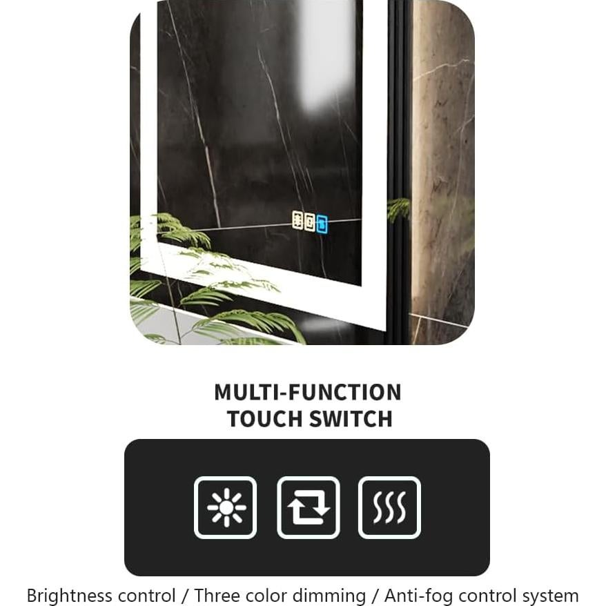 Espejo LED Luminorcrest 45x61 cm Baño Anti-vaho 3 Colores