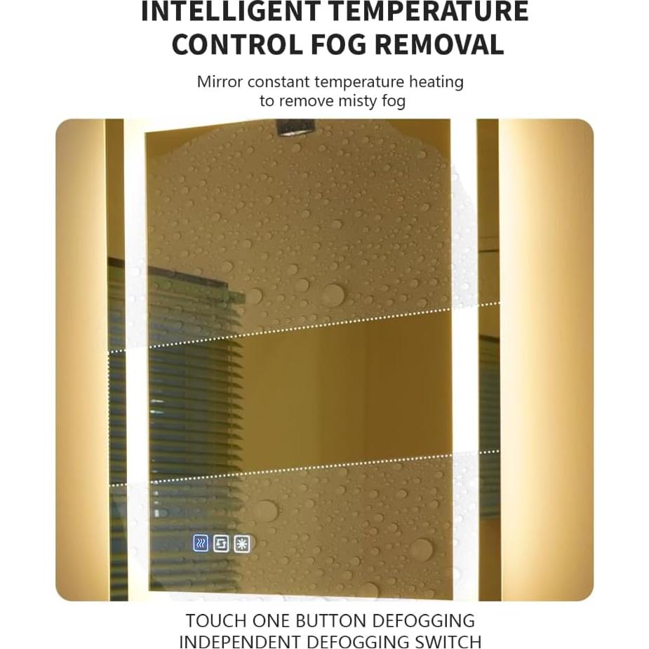 Espejo LED Luminorcrest 45x61 cm Baño Anti-vaho 3 Colores