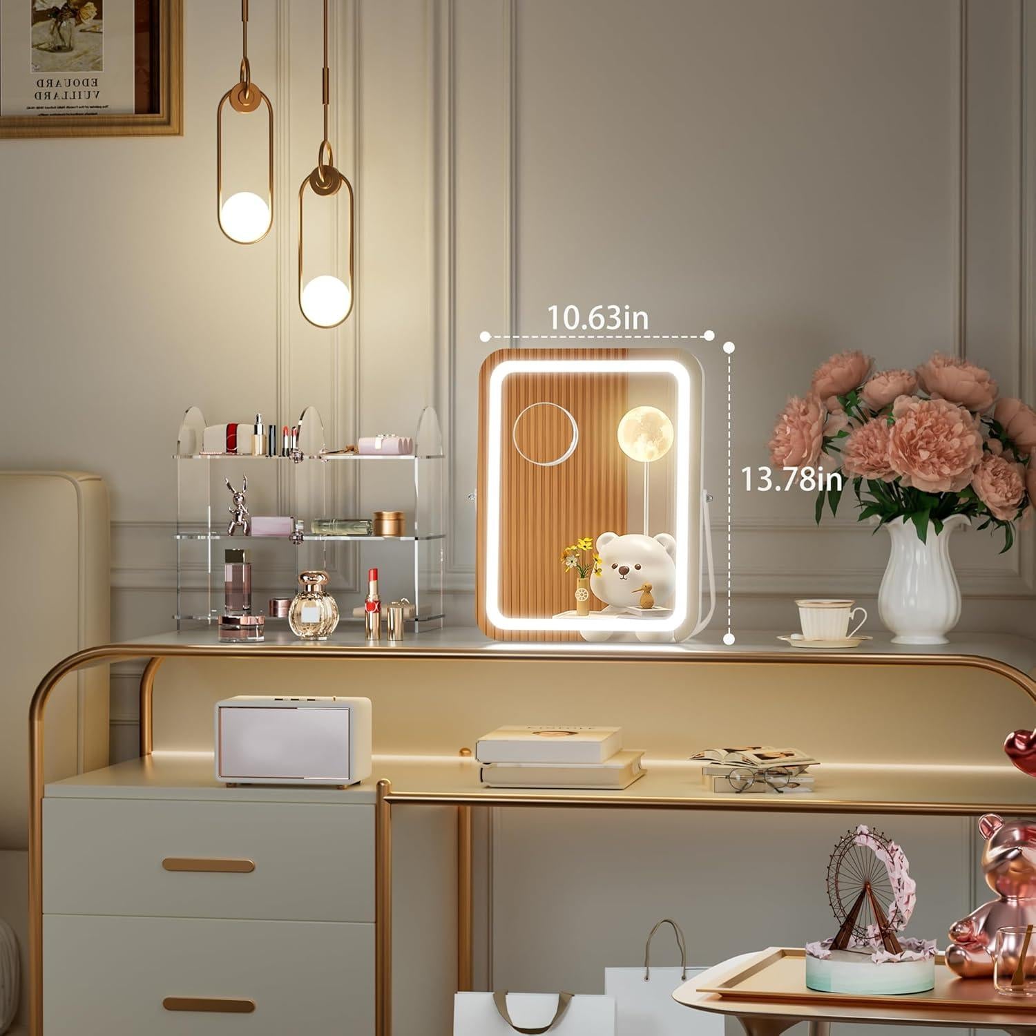 Espejo de Maquillaje LED Hasipu 28x36 cm con Altavoz Bluetooth