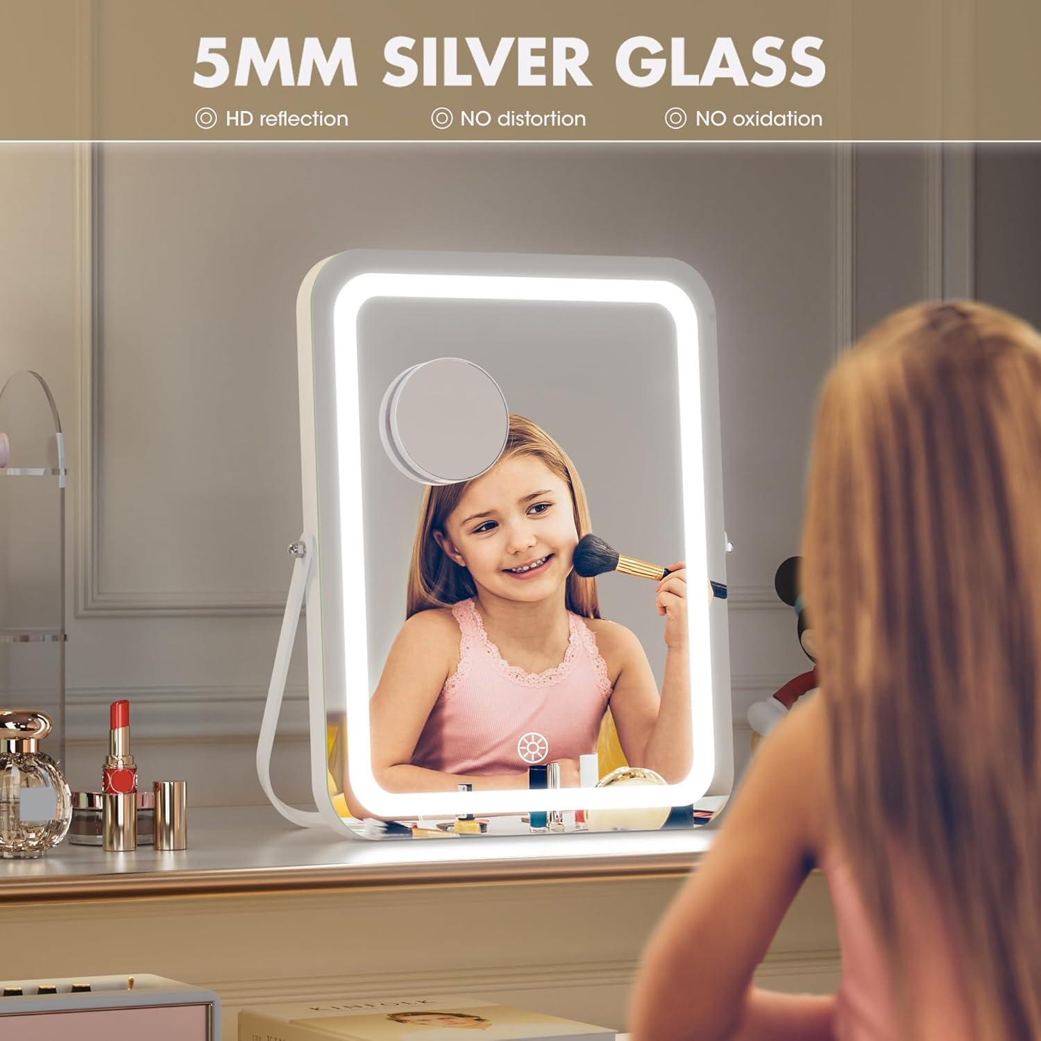 Espejo de Maquillaje LED Hasipu 28x36 cm con Altavoz Bluetooth