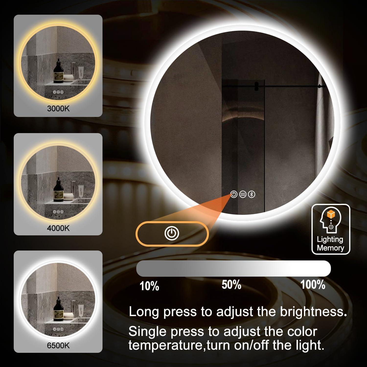 Espejo de baño LED S'BAGNO 71 cm, anti-vaho y Bluetooth