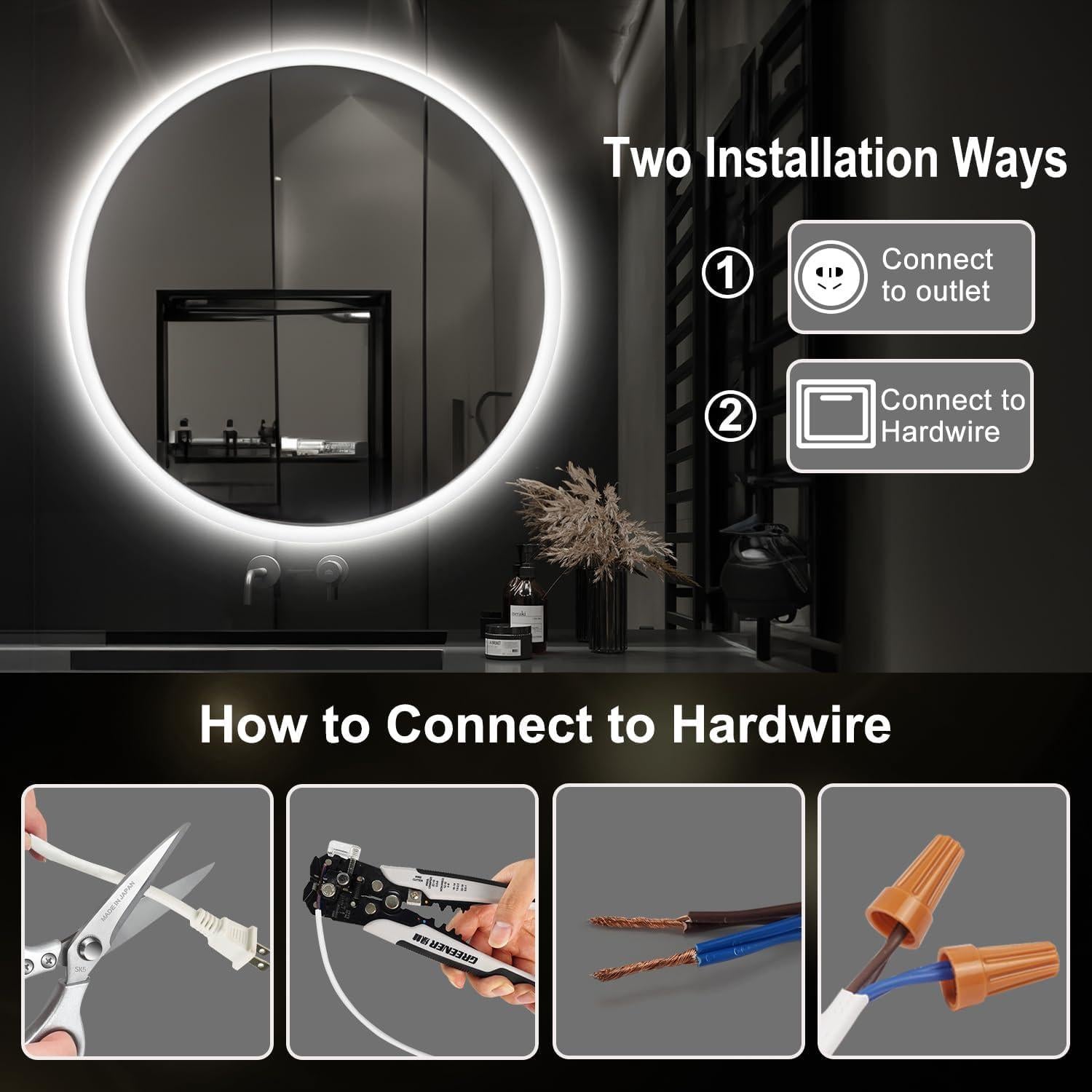 Espejo de baño LED S'BAGNO 71 cm, anti-vaho y Bluetooth