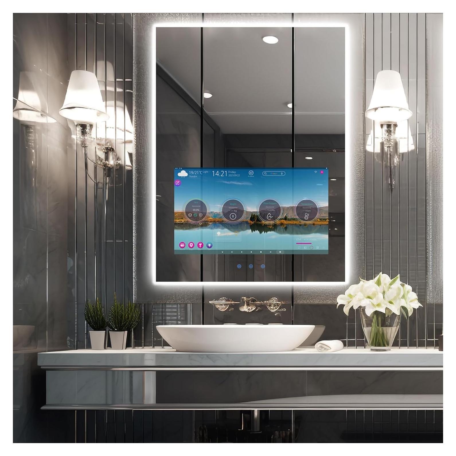 Espejo de Baño Inteligente Haocrown 81x61 cm con TV 21.5"