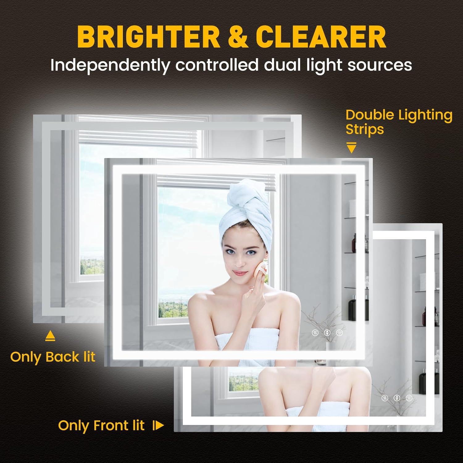 Espejo LED de Baño YOLEO 61x91 cm Antivaho Regulable