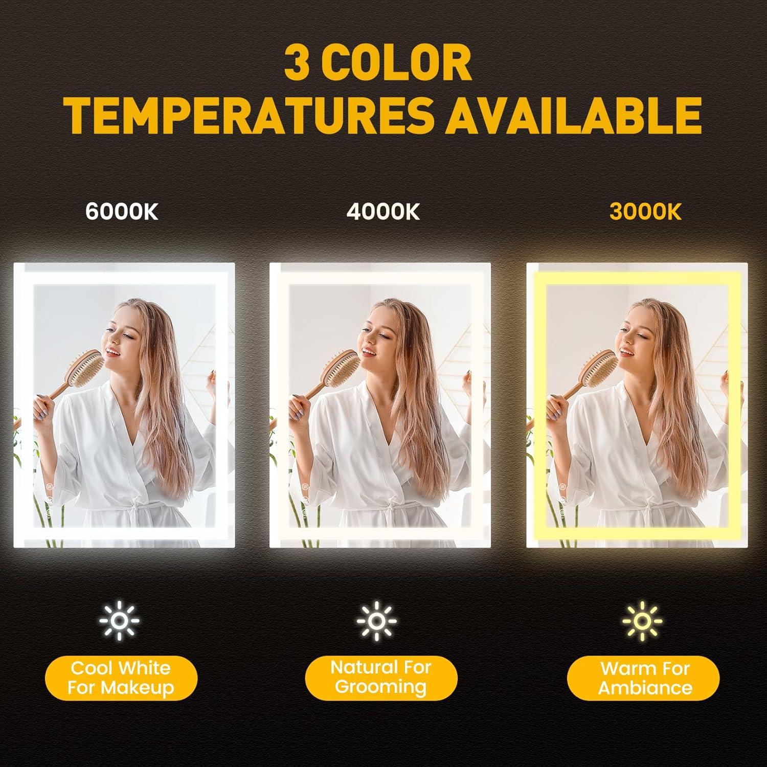 Espejo LED de Baño YOLEO 61x91 cm Antivaho Regulable