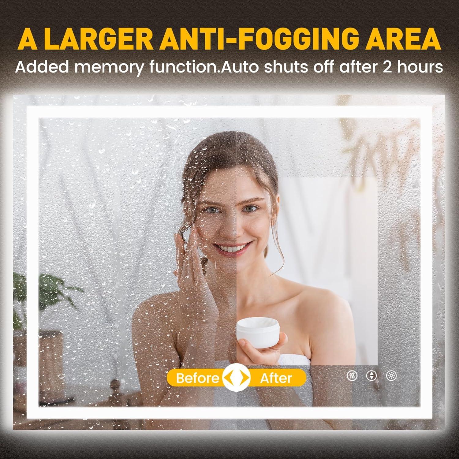 Espejo LED de Baño YOLEO 61x91 cm Antivaho Regulable