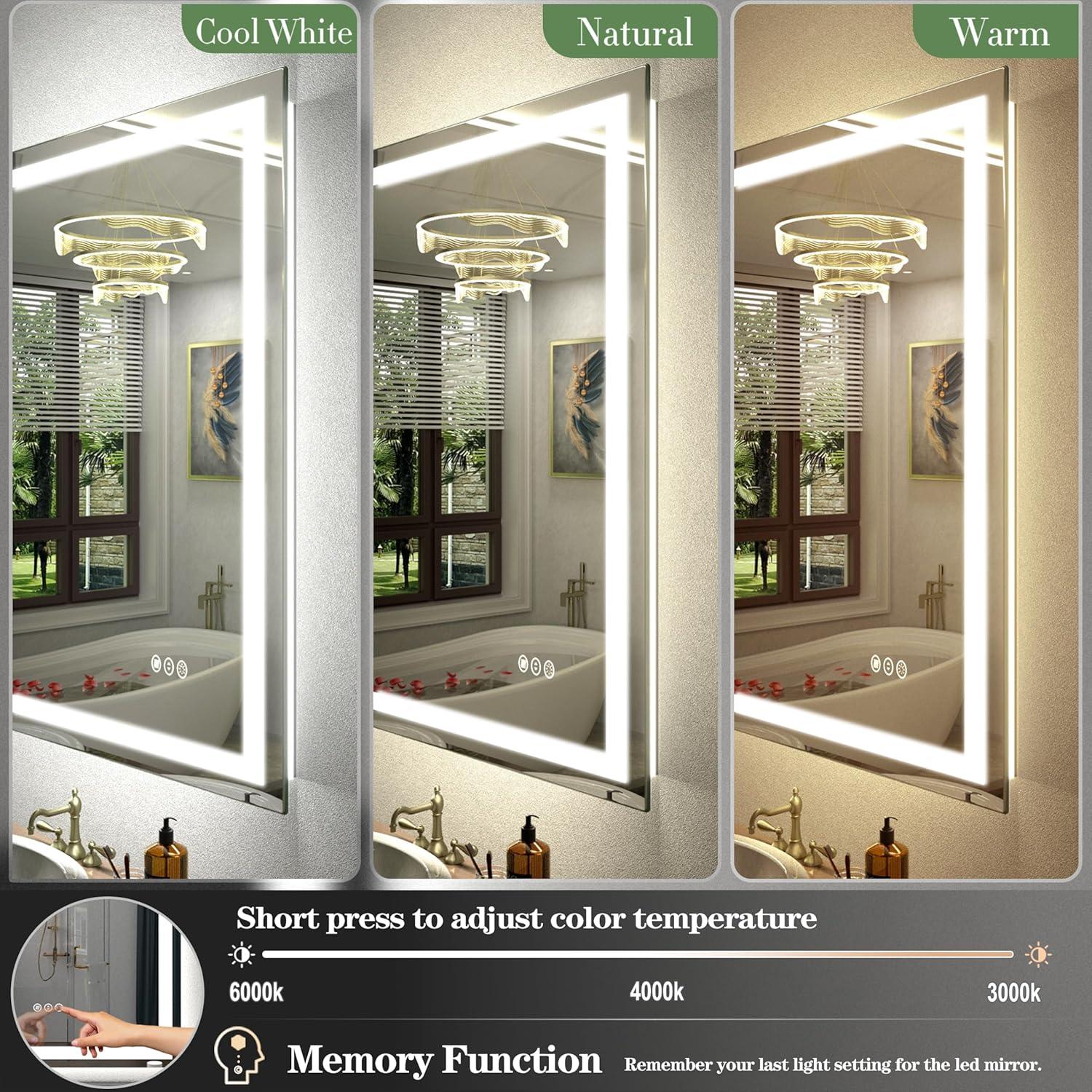 Espejo de Baño LED CHARMOR 71x50 cm Irrompible y Regulable