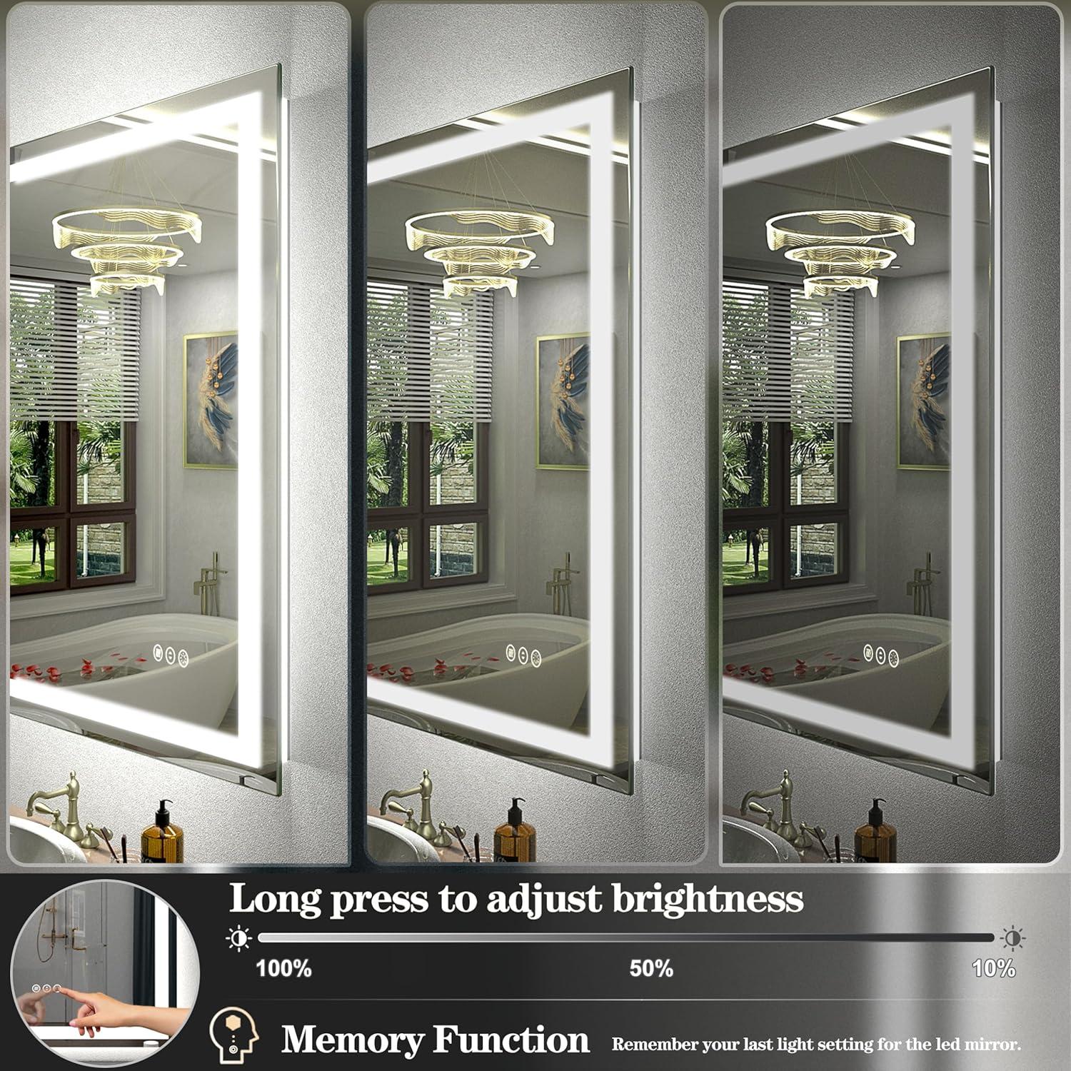 Espejo de Baño LED CHARMOR 71x50 cm Irrompible y Regulable