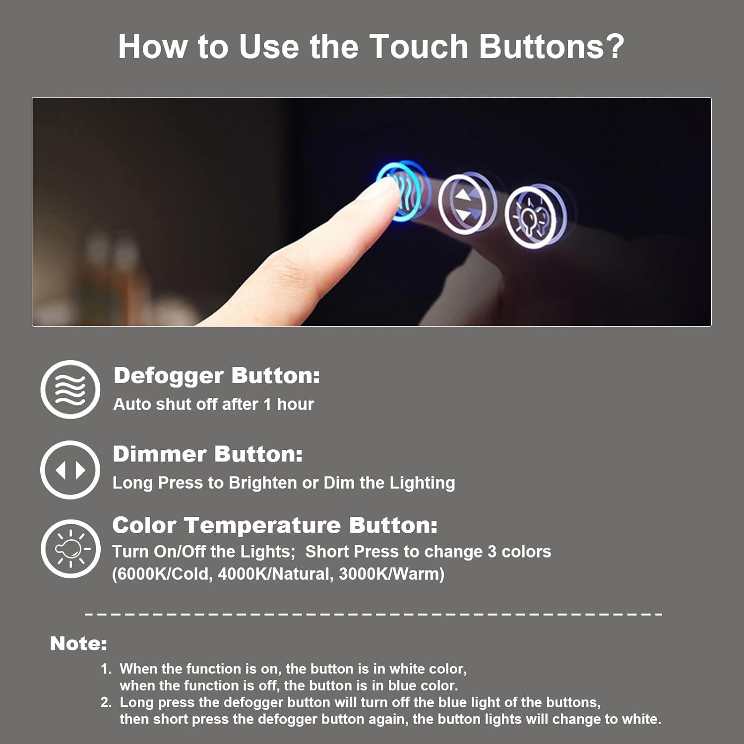 Espejo de Baño LED CHARMOR 71x50 cm Irrompible y Regulable