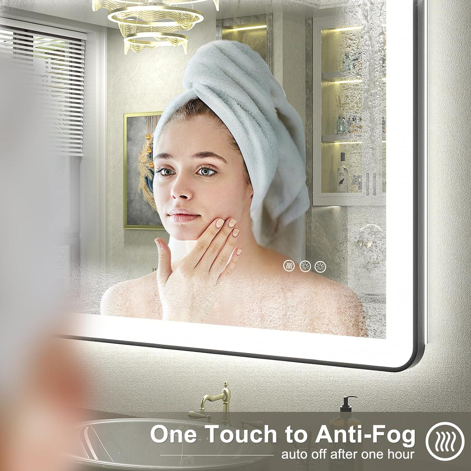 Espejo de baño LED CHARMOR 90x76 cm con luces regulables