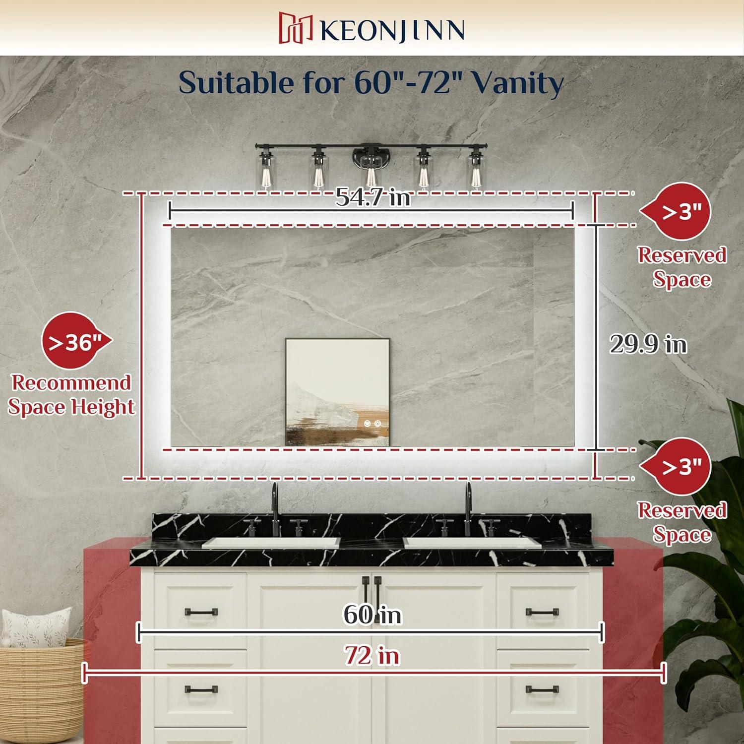 Espejo de Baño LED Keonjinn 76,2 x 139,7 cm Retroiluminado