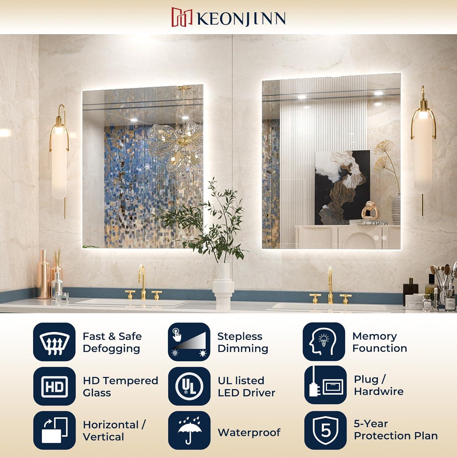 Espejo de Baño LED Keonjinn 76,2 x 139,7 cm Retroiluminado