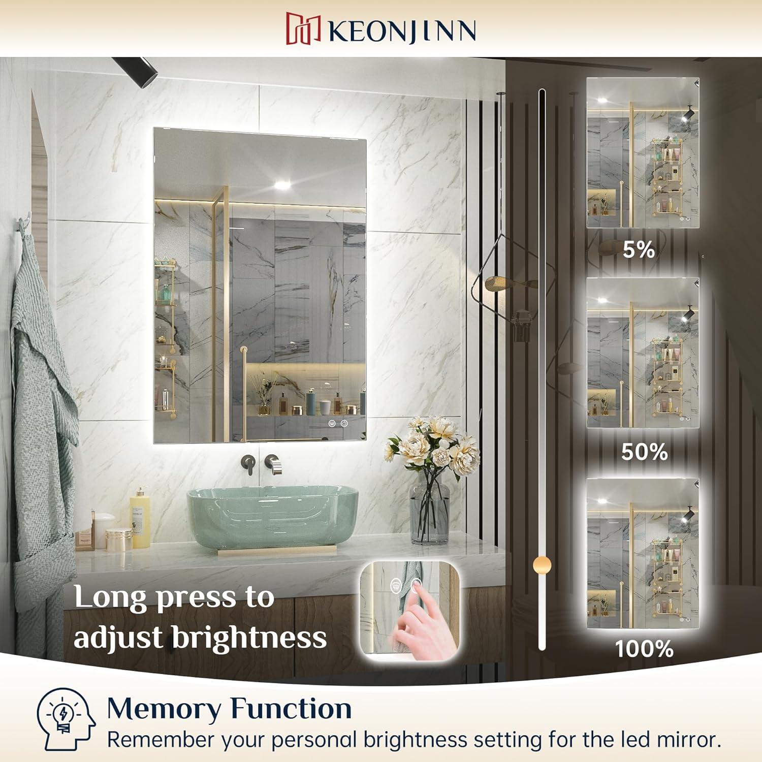 Espejo de Baño LED Keonjinn 76,2 x 139,7 cm Retroiluminado